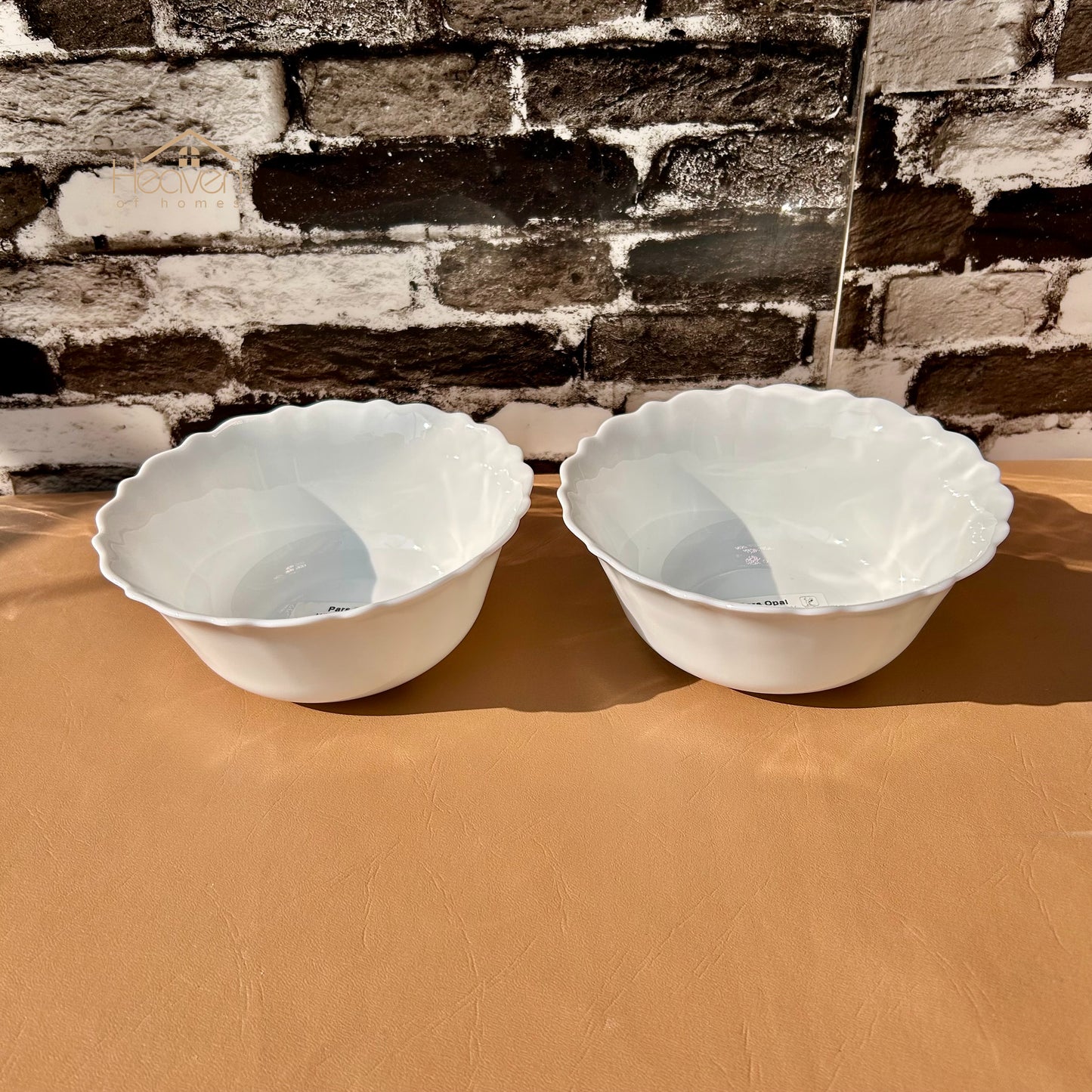 Opal Set of 2 Marble 6 Inches Serving Bowl Round White– Stain-Proof and Microwave Safe Imported - Heaven of homes - Sale Pakistan