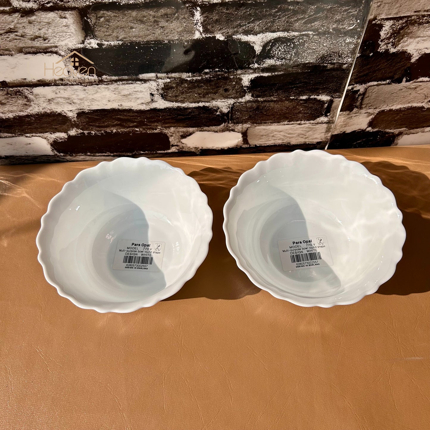 Opal Set of 2 Marble 6 Inches Serving Bowl Round White– Stain-Proof and Microwave Safe Imported - Heaven of homes - Sale Pakistan