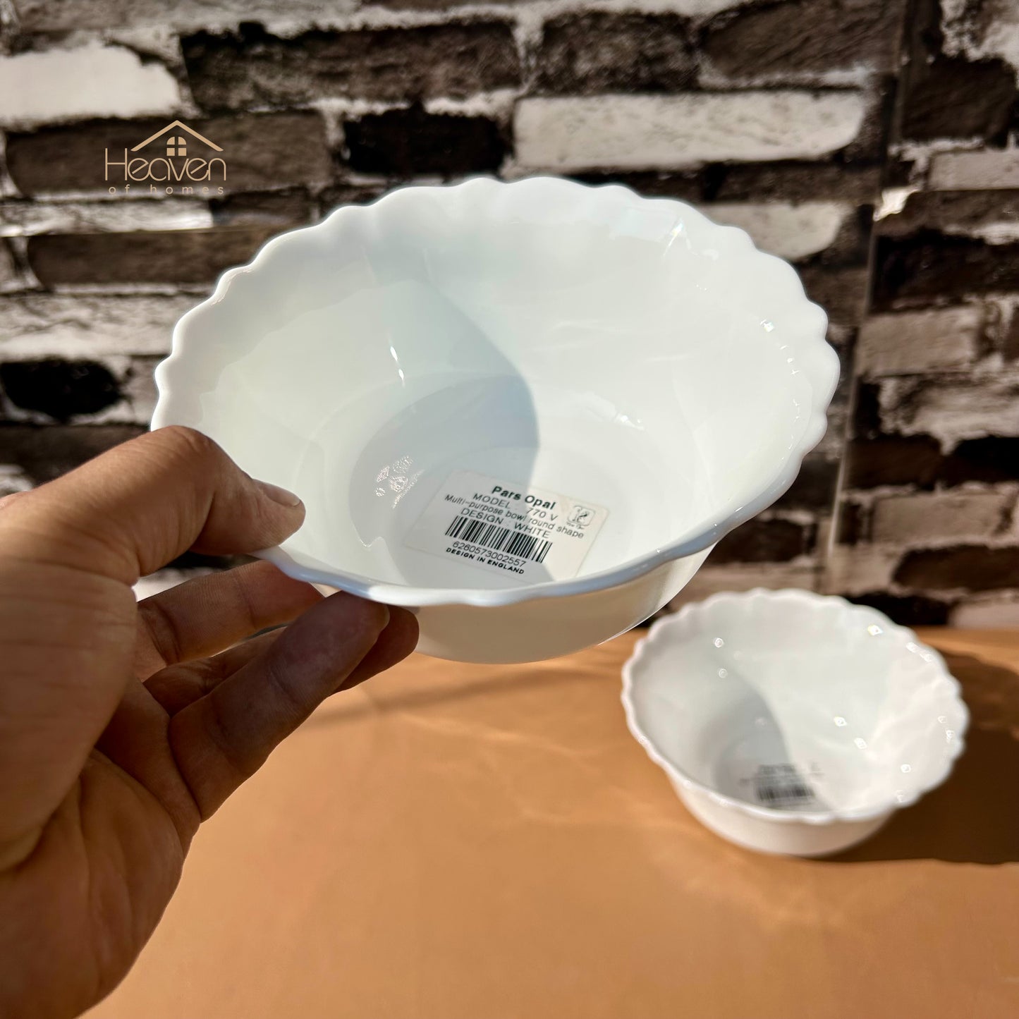 Opal Set of 2 Marble 6 Inches Serving Bowl Round White– Stain-Proof and Microwave Safe Imported - Heaven of homes - Sale Pakistan