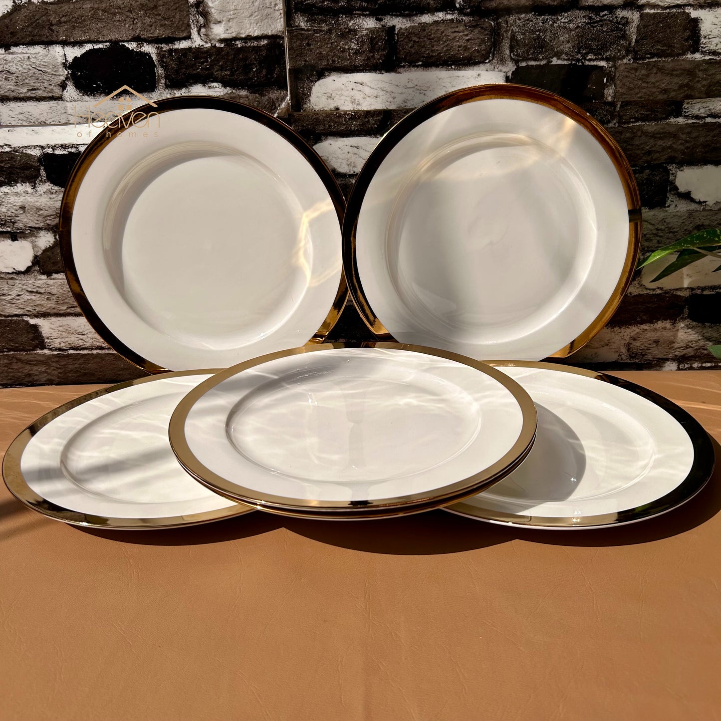 Luxury 18-Piece Bone China Dinner Plate Set with Elegant Gold Rim – Premium Tableware for Dining & Special Occasions - Heaven of homes - Sale Pakistan