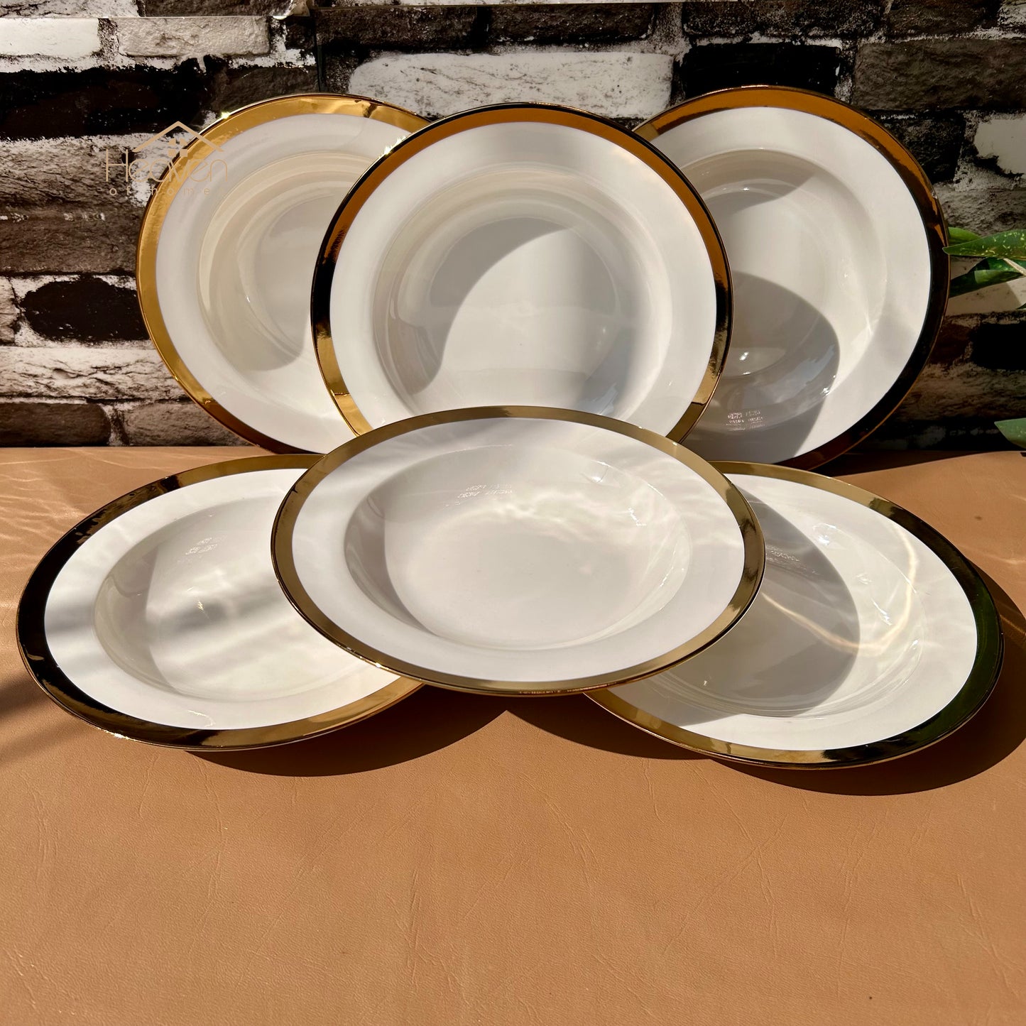Luxury 18-Piece Bone China Dinner Plate Set with Elegant Gold Rim – Premium Tableware for Dining & Special Occasions - Heaven of homes - Sale Pakistan