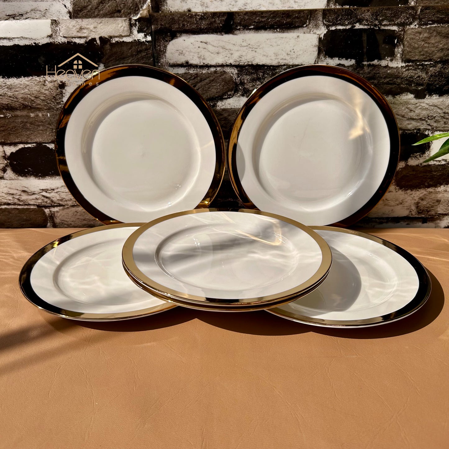 Luxury 18-Piece Bone China Dinner Plate Set with Elegant Gold Rim – Premium Tableware for Dining & Special Occasions - Heaven of homes - Sale Pakistan
