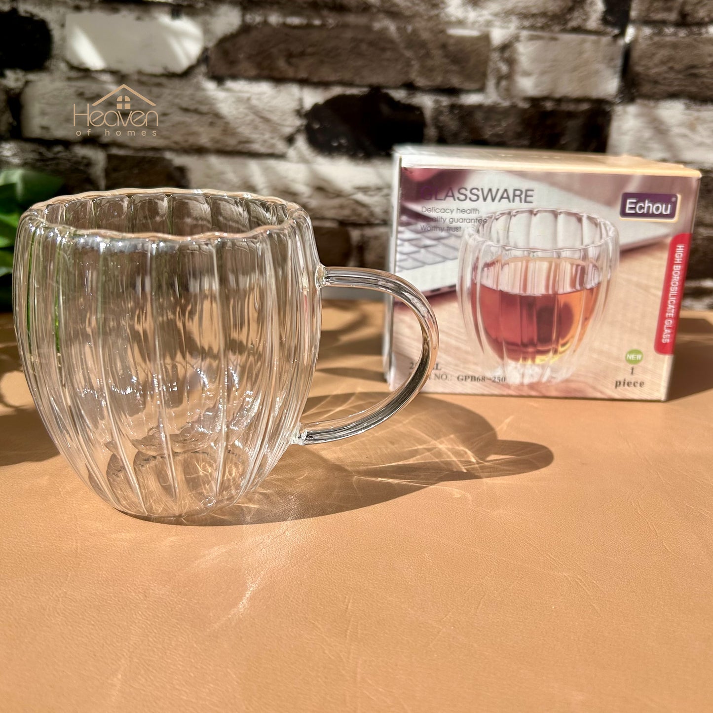 Double Walled Glass Mugs – 250ml | Insulated Coffee, Tea, Latte, Cappuccino & Juice Cups - Heaven of homes - Sale Pakistan