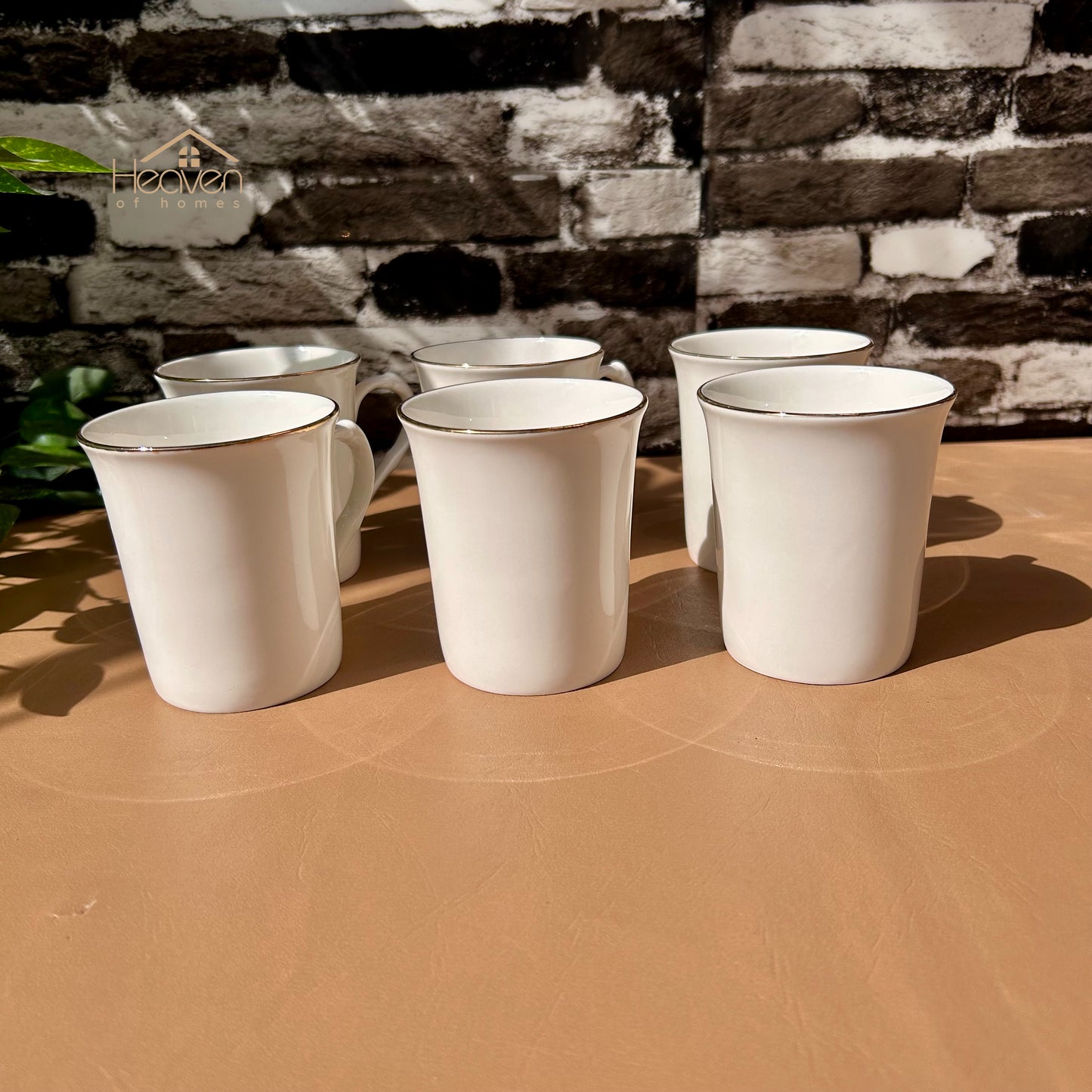Heaven Set of 6 Weightless White Bone China Mugs – Elegant & Durable 225 ML - Heaven of homes - Sale Pakistan