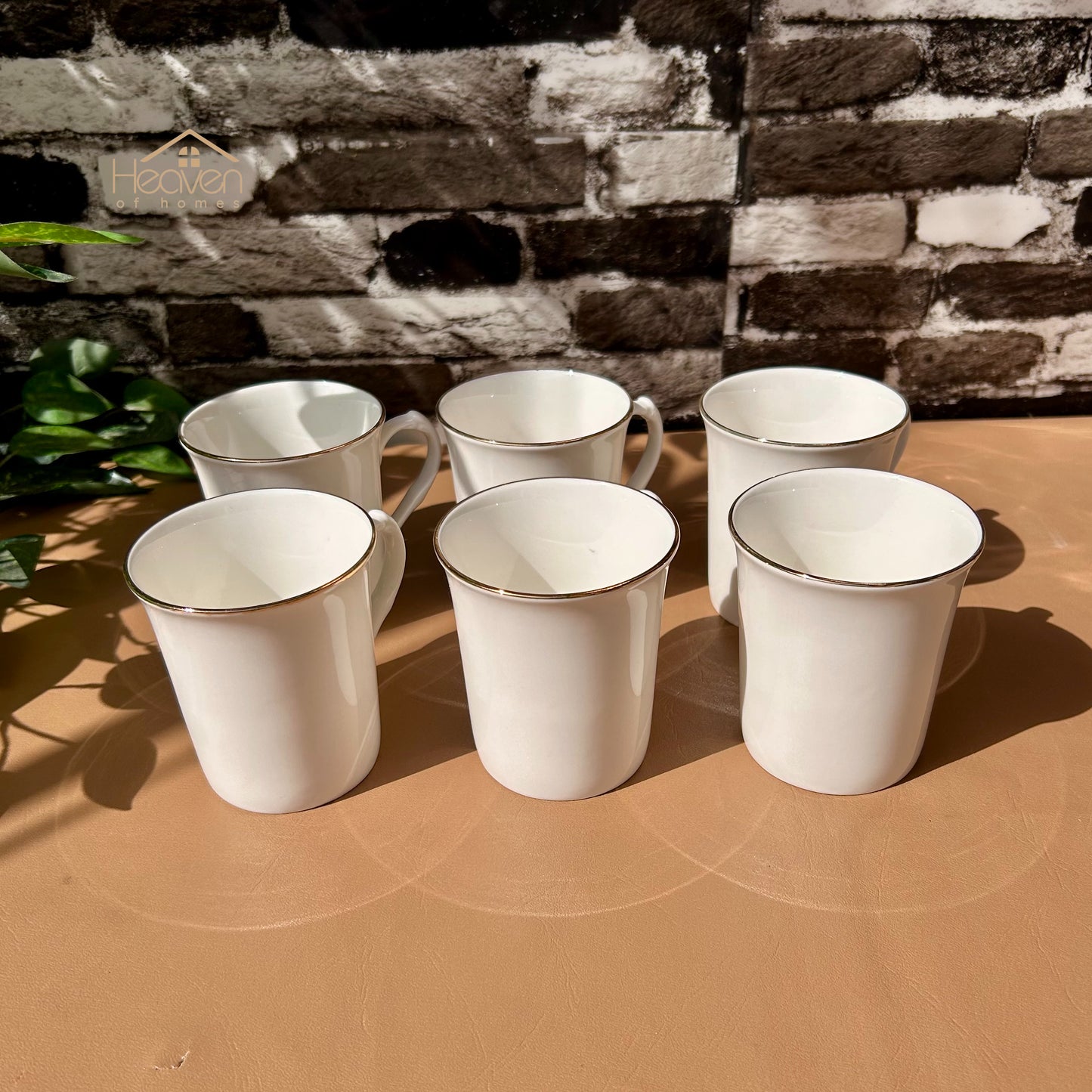 Heaven Set of 6 Weightless White Bone China Mugs – Elegant & Durable 225 ML - Heaven of homes - Sale Pakistan