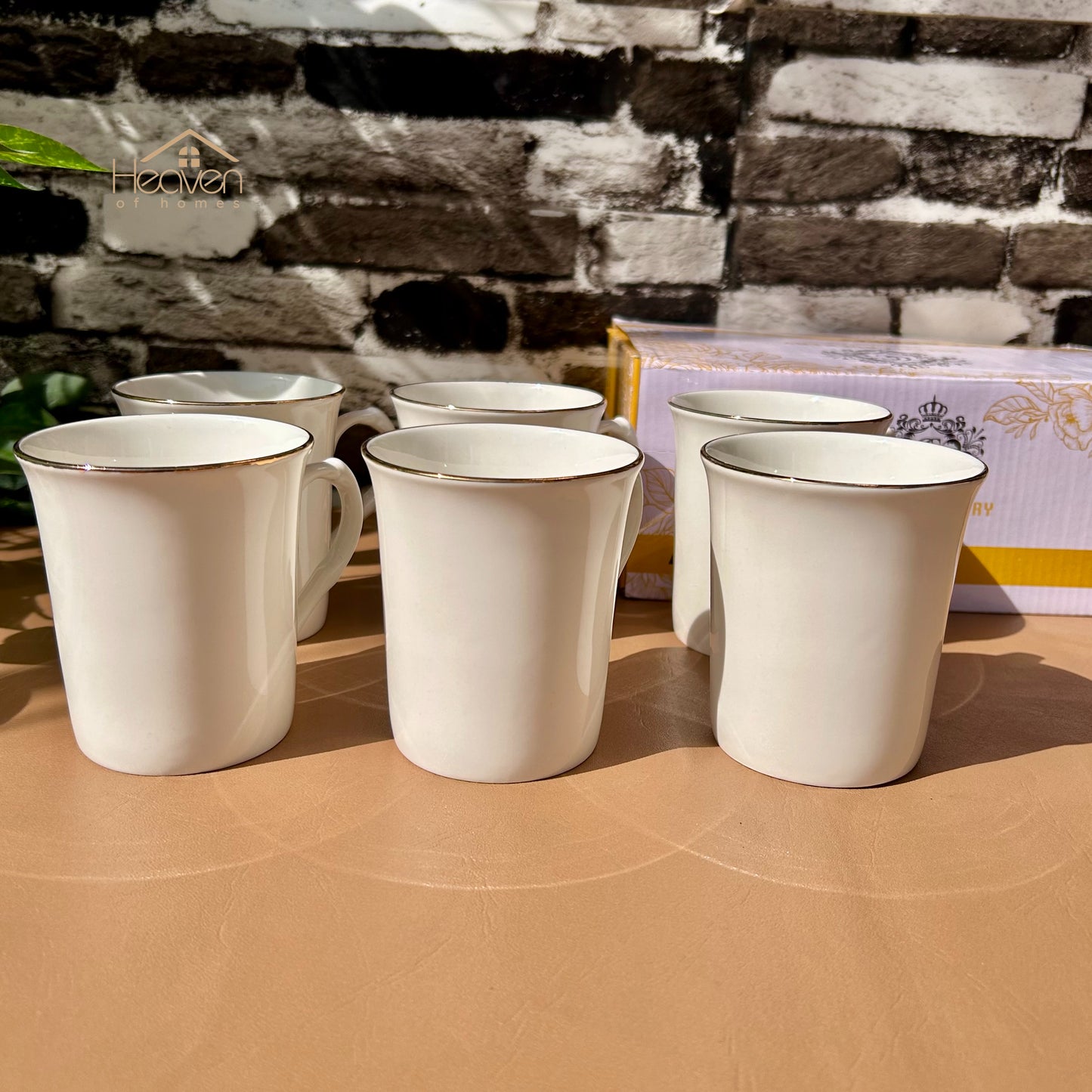 Heaven Set of 6 Weightless White Bone China Mugs – Elegant & Durable 225 ML - Heaven of homes - Sale Pakistan