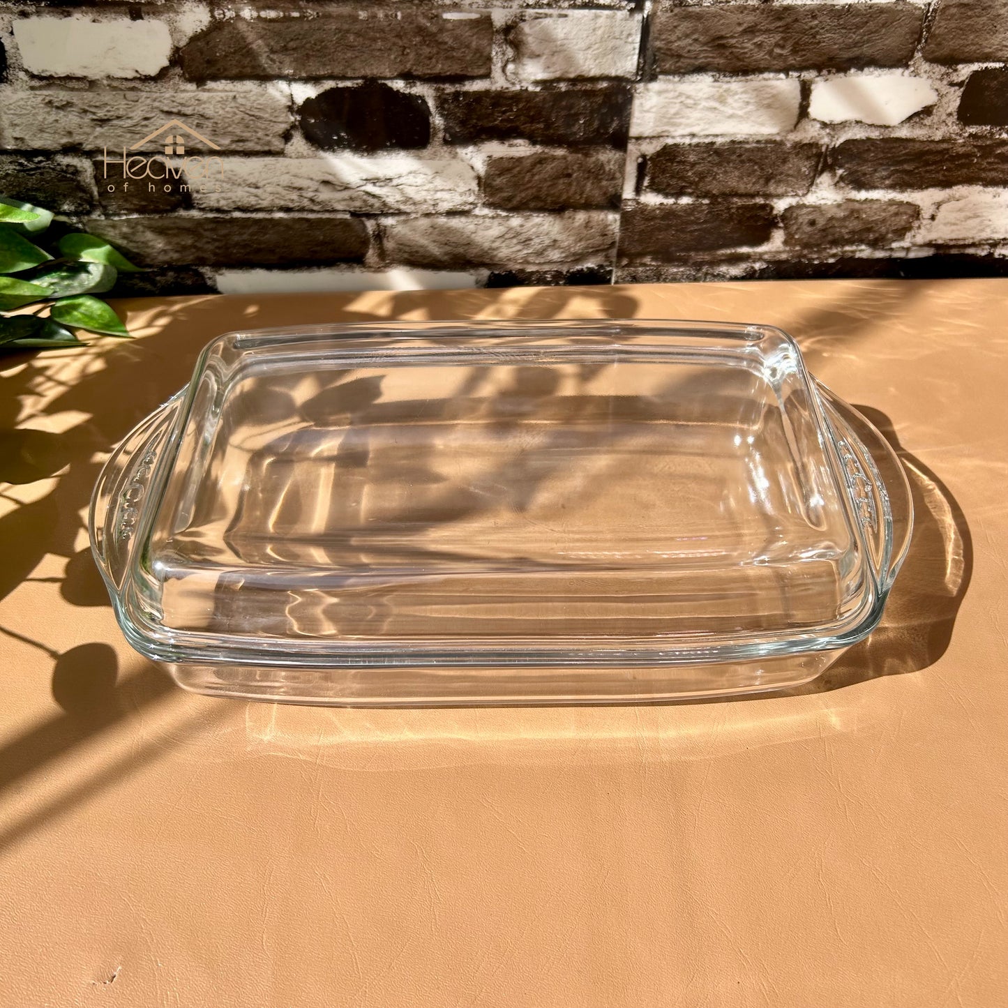 13-Inch Rectangular Glass Serving Casserole Dish with Glass Lid | Imported Clear Glass Serving Dish - Heaven of homes - Sale Pakistan