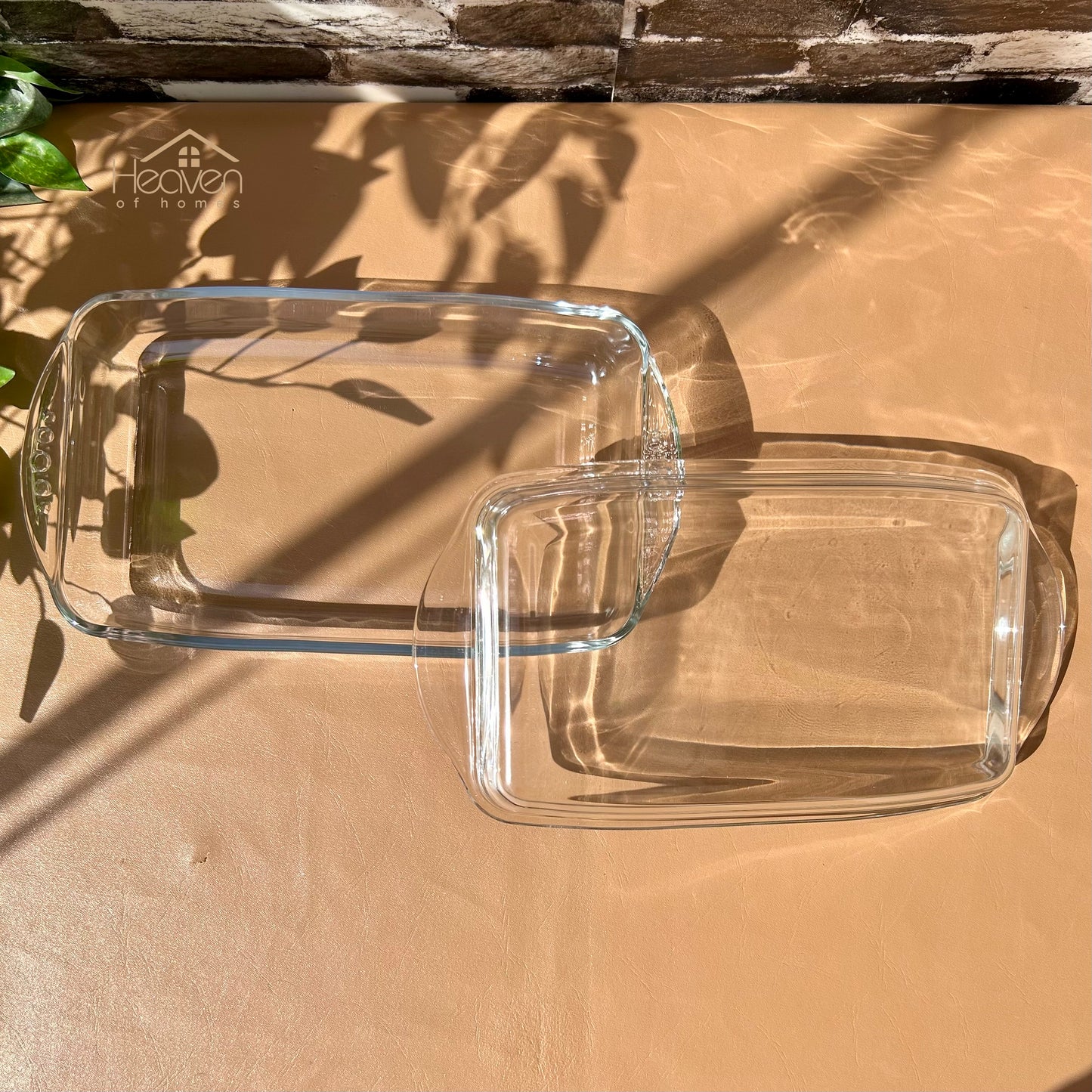 13-Inch Rectangular Glass Serving Casserole Dish with Glass Lid | Imported Clear Glass Serving Dish - Heaven of homes - Sale Pakistan