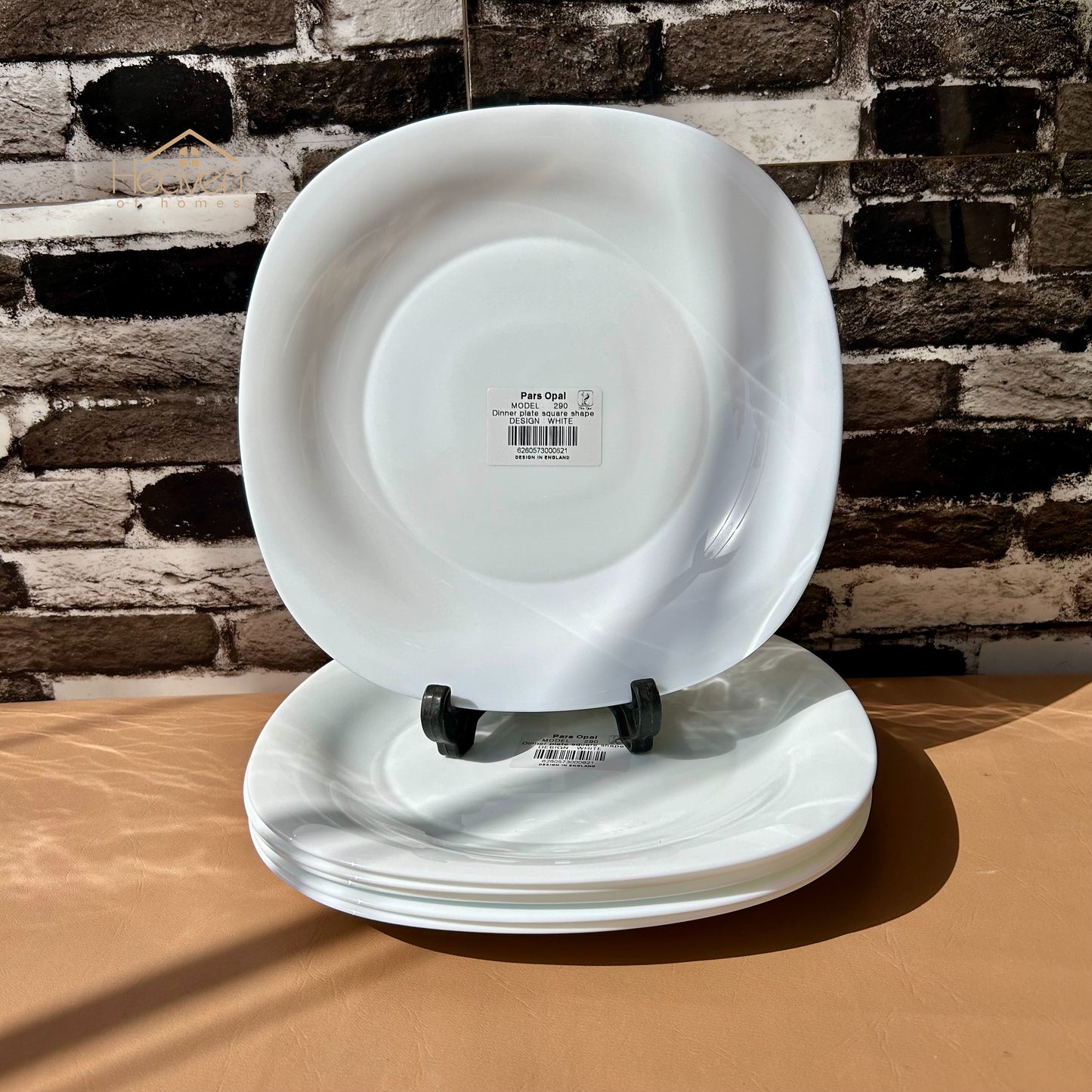 Opal Square Set of 6 Marble Plates White– Stain Proof and Microwave Safe - Heaven of homes - Sale Pakistan