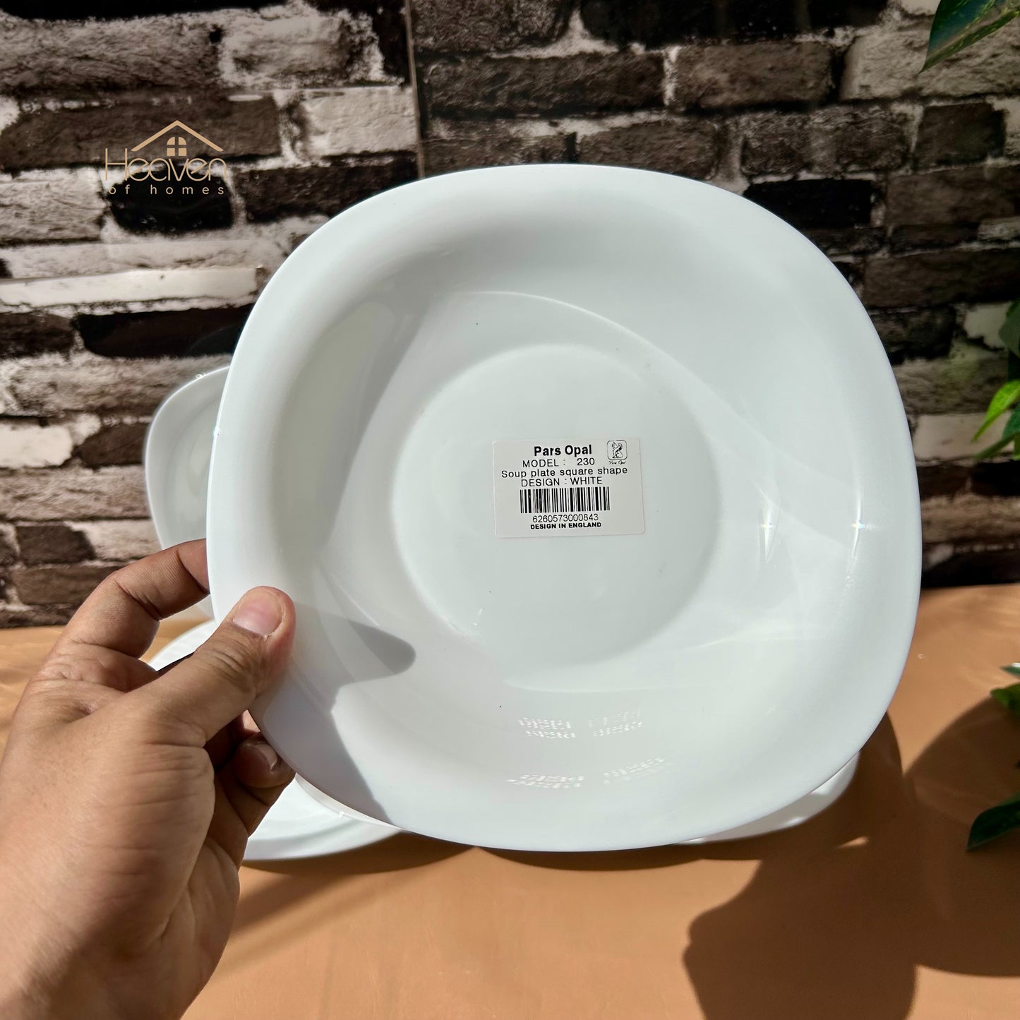 Opal Square Set of 6 Marble Plates White– Stain Proof and Microwave Safe - Heaven of homes - Sale Pakistan