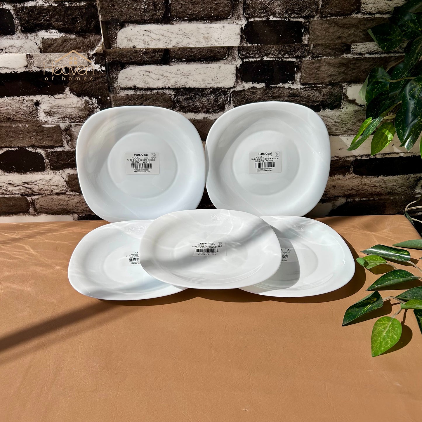 Opal Square Set of 6 Marble Plates White– Stain Proof and Microwave Safe - Heaven of homes - Sale Pakistan