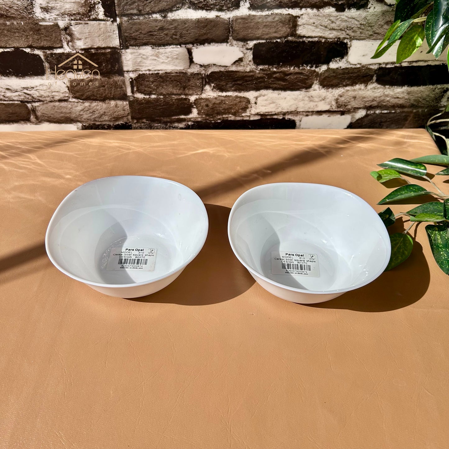 Opal Set of 2 Marble 6 Inches Serving Bowl Square White– Stain-Proof and Microwave Safe Imported - Heaven of homes - Sale Pakistan