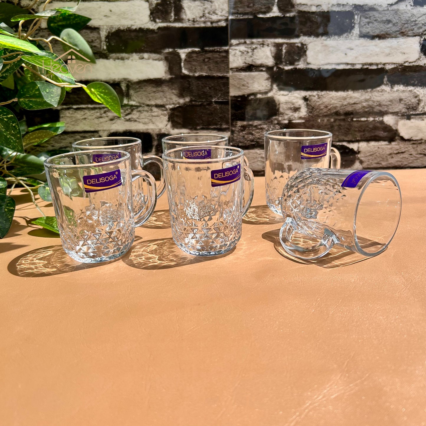 Delisoga® 6-Piece Clear Glassware Set – 220ml Stylish Tea & Coffee Mugs for Daily Use - ZB152