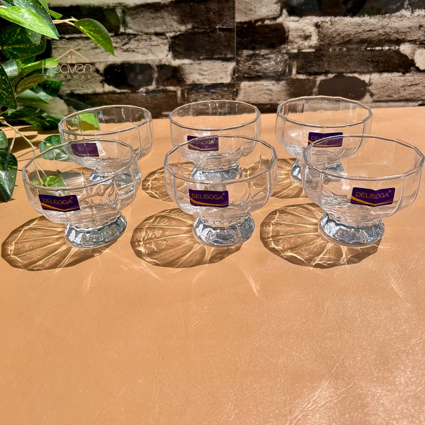 Delisoga® 6 - Piece Clear Glass Dessert Bowls – Elegant Serving Bowls for Ice Cream, Pudding & Sweets - JS2039