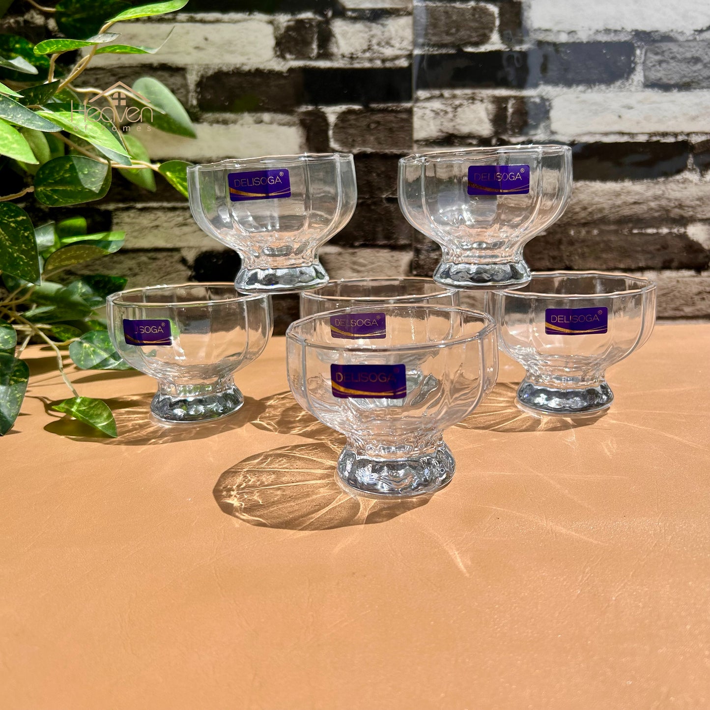 Delisoga® 6 - Piece Clear Glass Dessert Bowls – Elegant Serving Bowls for Ice Cream, Pudding & Sweets - JS2039