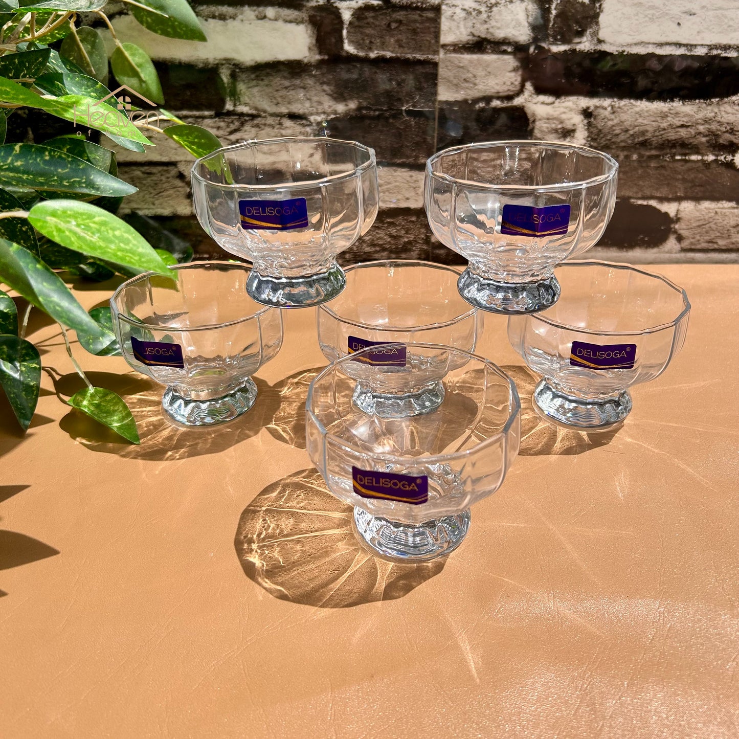 Delisoga® 6 - Piece Clear Glass Dessert Bowls – Elegant Serving Bowls for Ice Cream, Pudding & Sweets - JS2039