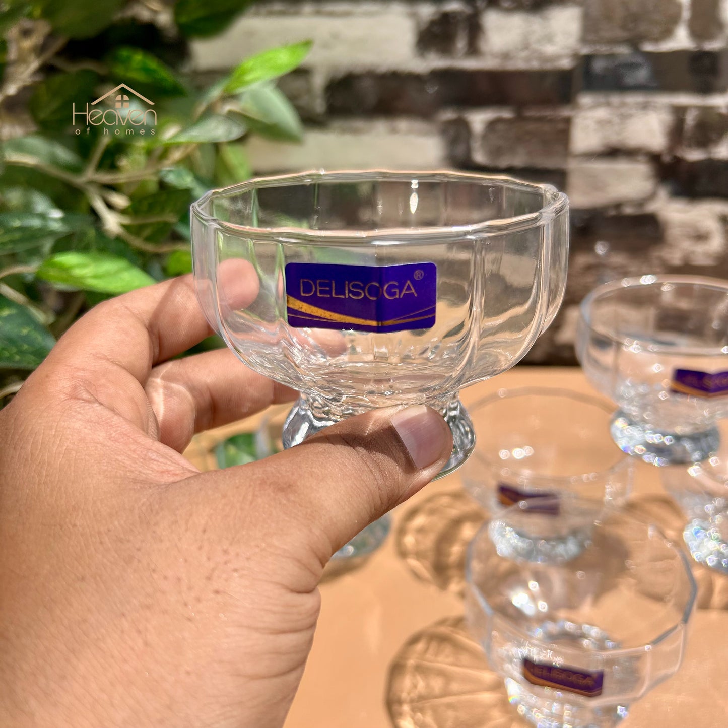 Delisoga® 6 - Piece Clear Glass Dessert Bowls – Elegant Serving Bowls for Ice Cream, Pudding & Sweets - JS2039
