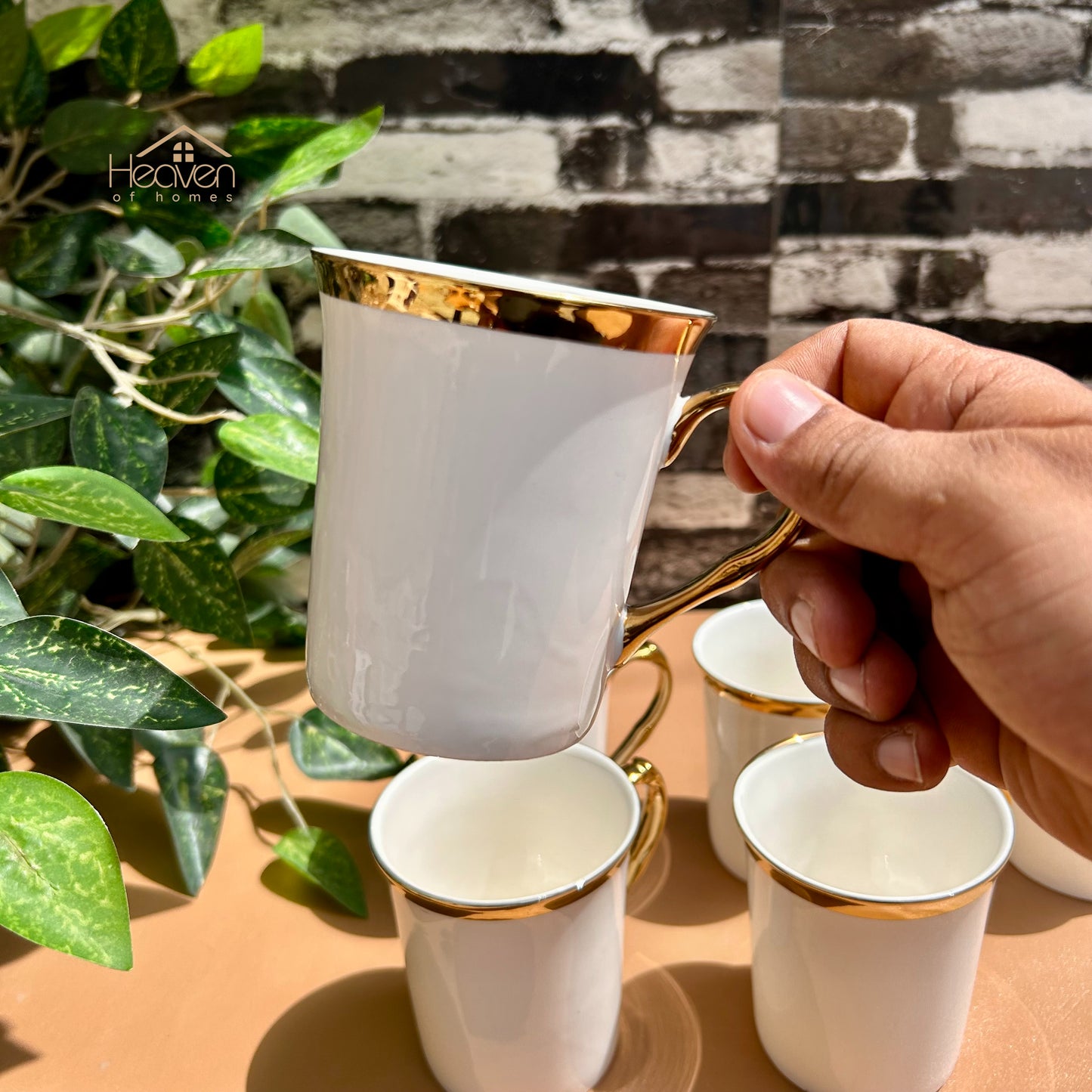 Heaven® Set of 6 Bone China Coffee & Tea Mugs – 225ml Lightweight, Elegant & Durable # 2 EP