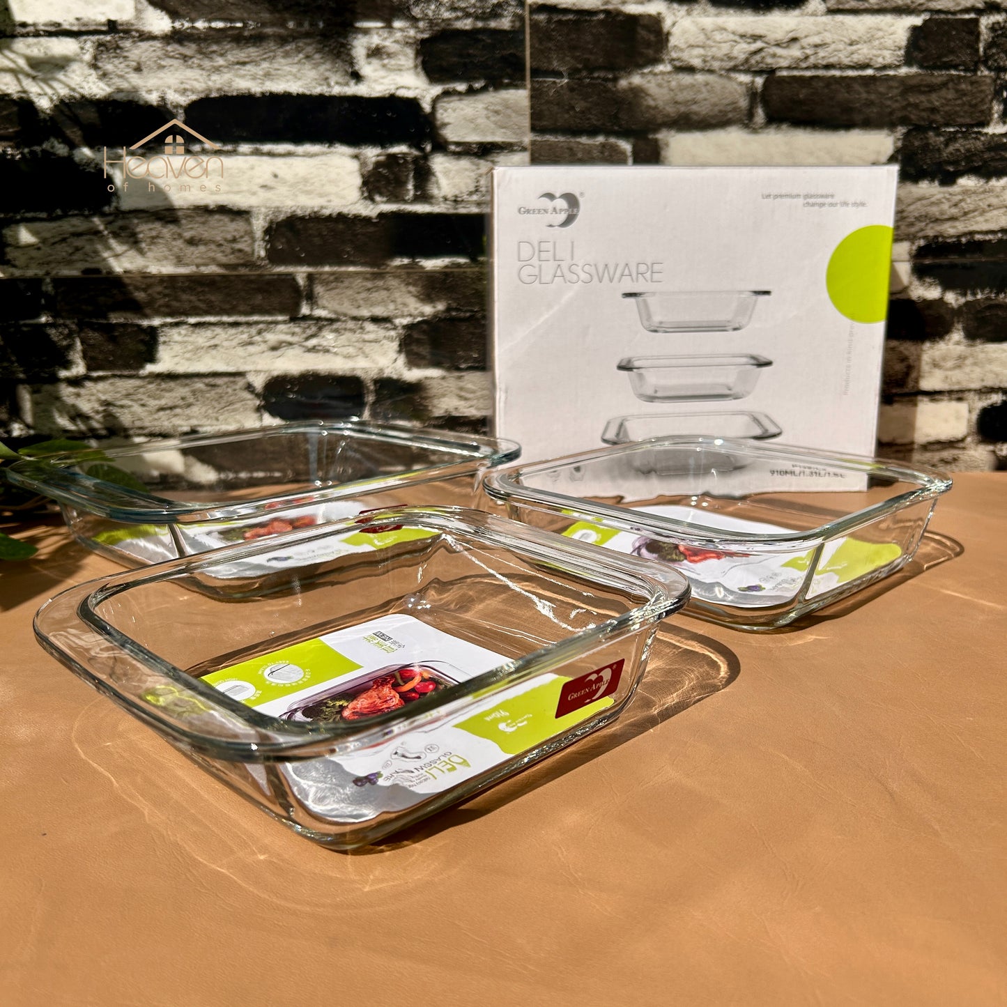 Deli® Set of 3 Square Serving Dishes – Modern Tableware for Serving - 910ml/1.31L/1.5L