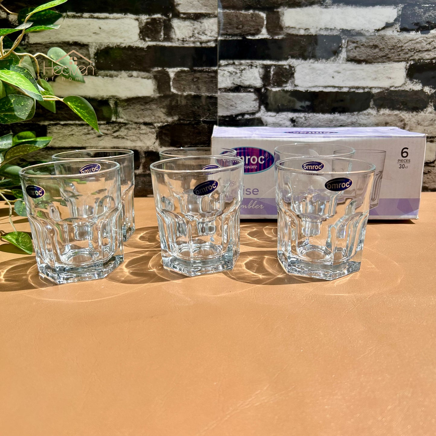 Omroc 6-Piece Clear Glassware Set – 300ml Everyday Drinking Glasses for Beverages, Juice & More