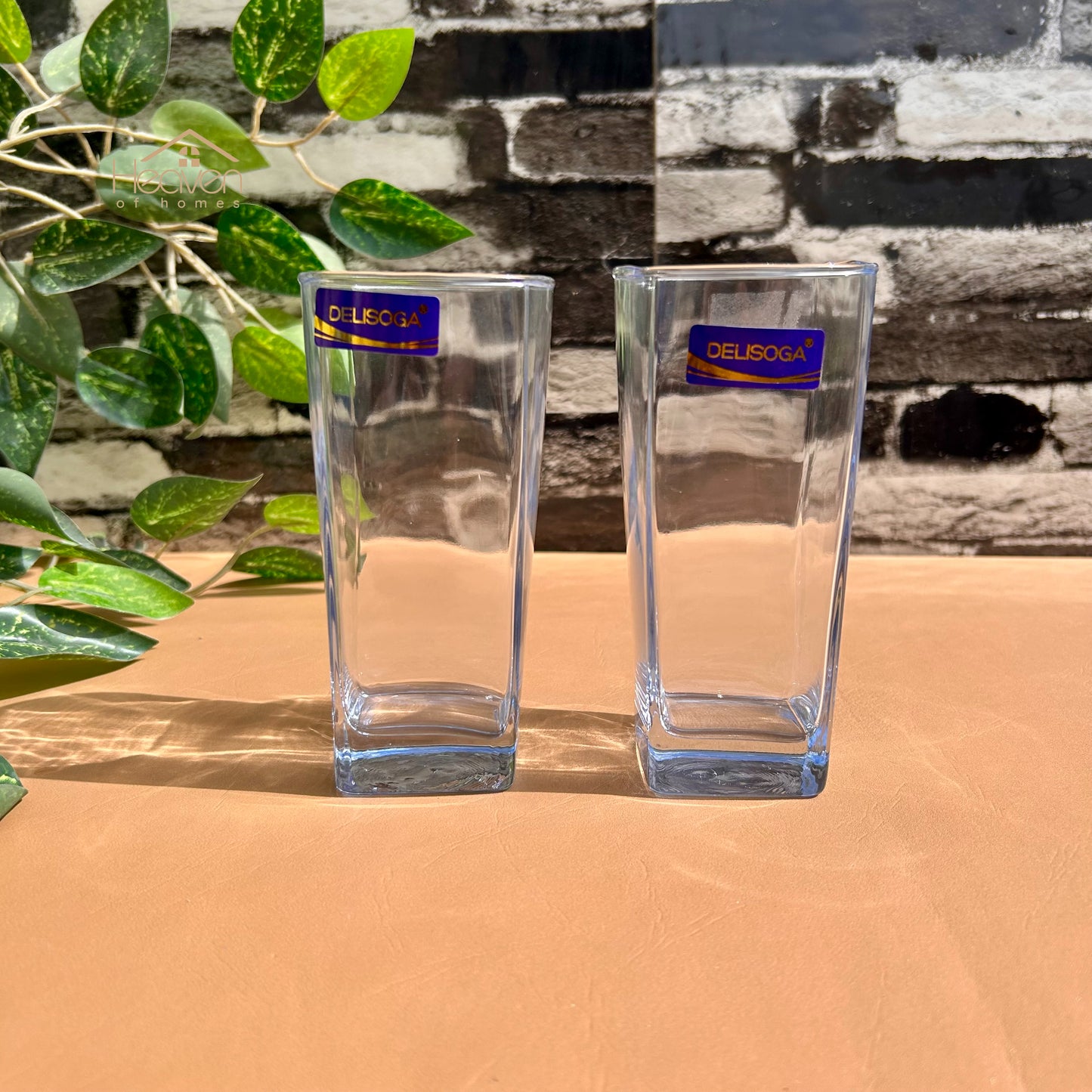 Delisoga® Elegant Blue Classic Glass Tumbler Set – 6-Piece Long 365ml Drinking Glasses Cocktail Blue