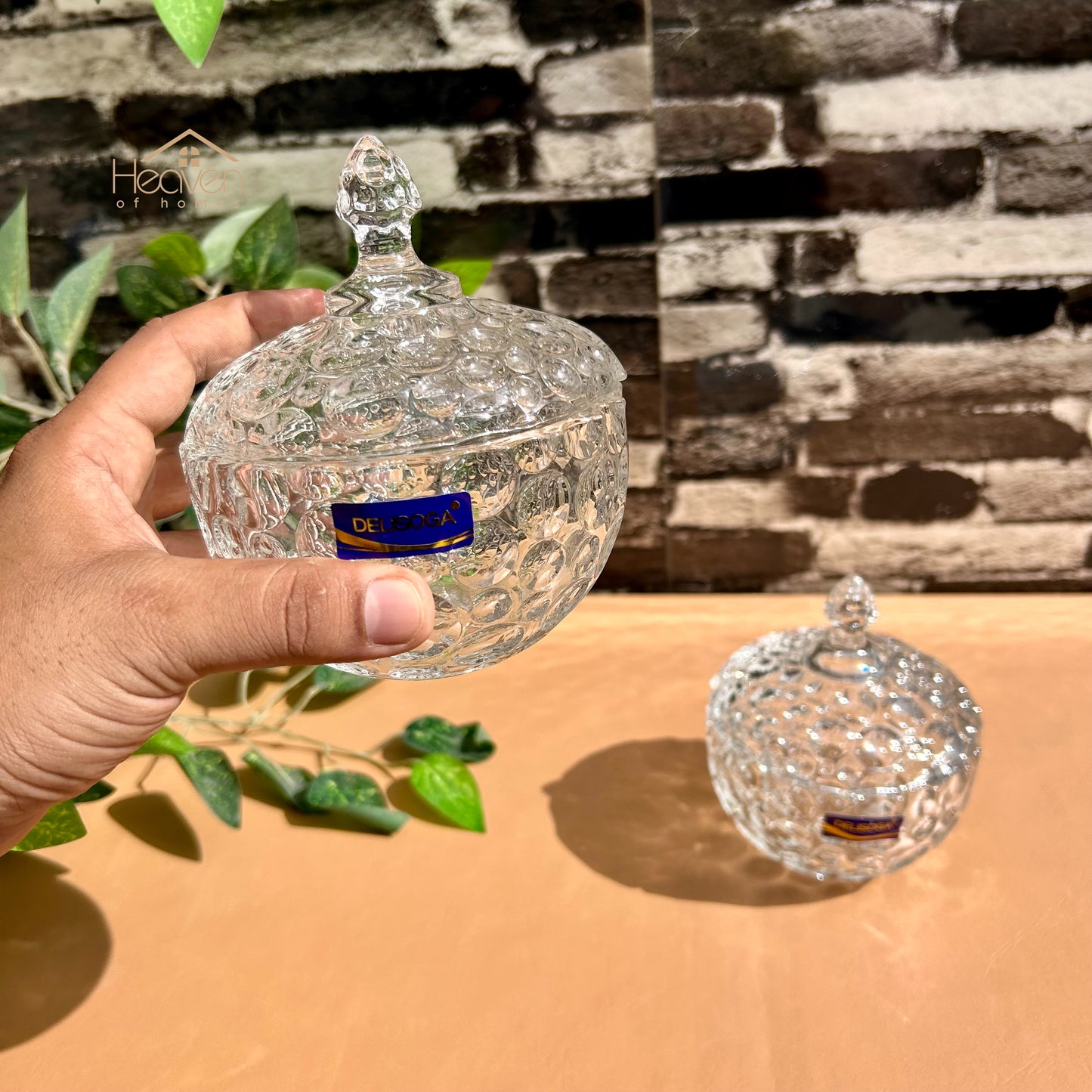 Delisoga Set of 2 Clear Glass Candy Bowls with Lids – Transparent Glassware for Sweets & Treats