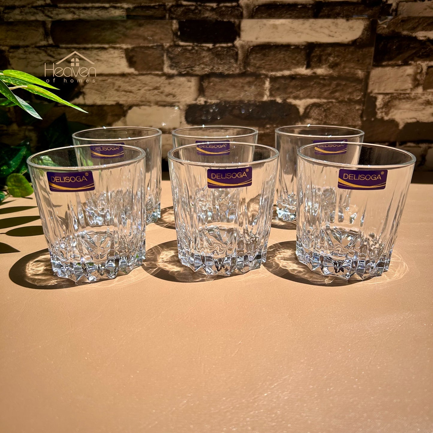 Delisoga® Drinkware Glasses Set - 6-Piece Everyday Collection | Elegant 300 ml Tumblers Craft - Heaven of homes - Sale Pakistan