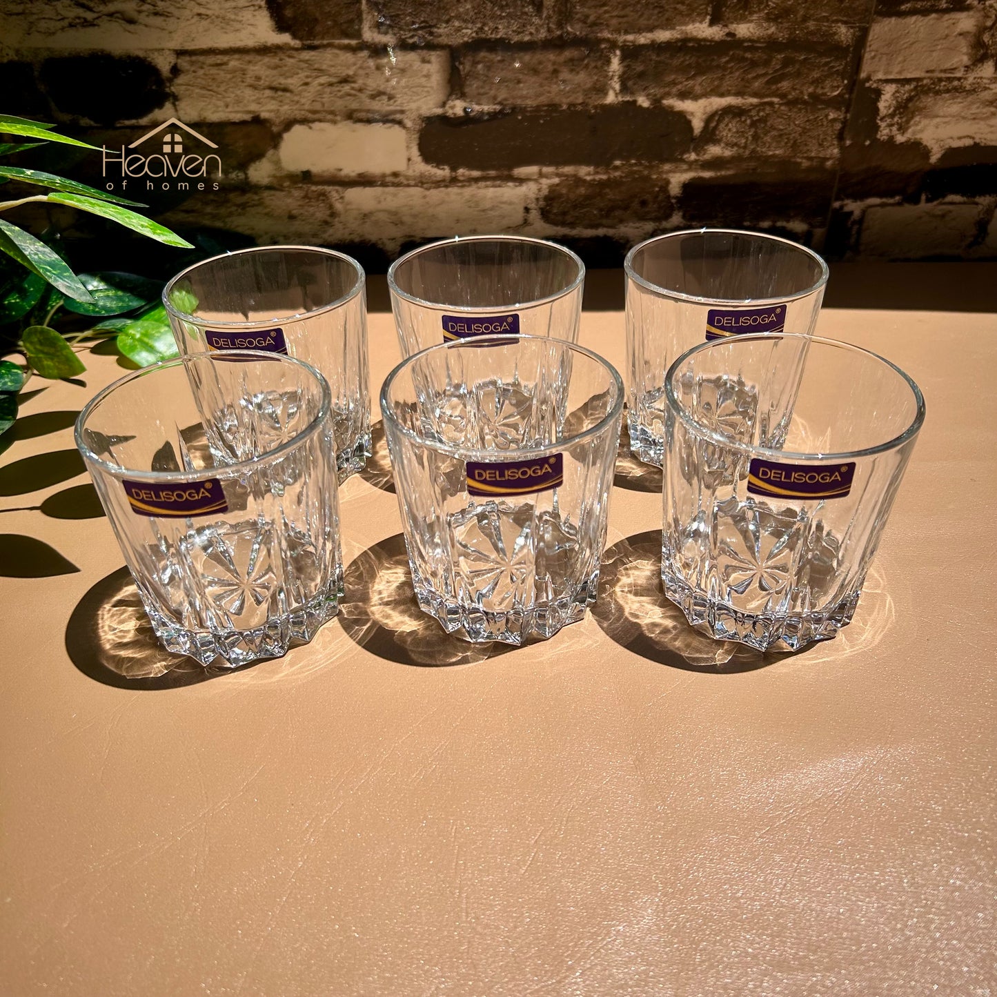 Delisoga® Drinkware Glasses Set - 6-Piece Everyday Collection | Elegant 300 ml Tumblers Craft - Heaven of homes - Sale Pakistan