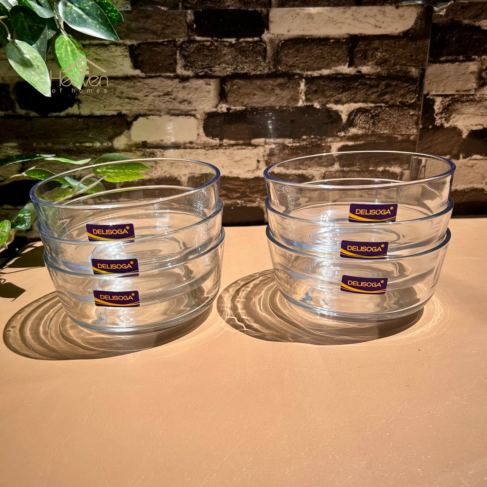 Delisoga® Set of 6 Clear Glass Soup Bowls - 5.5 Inch Transparent Design - Heaven of homes - Sale Pakistan