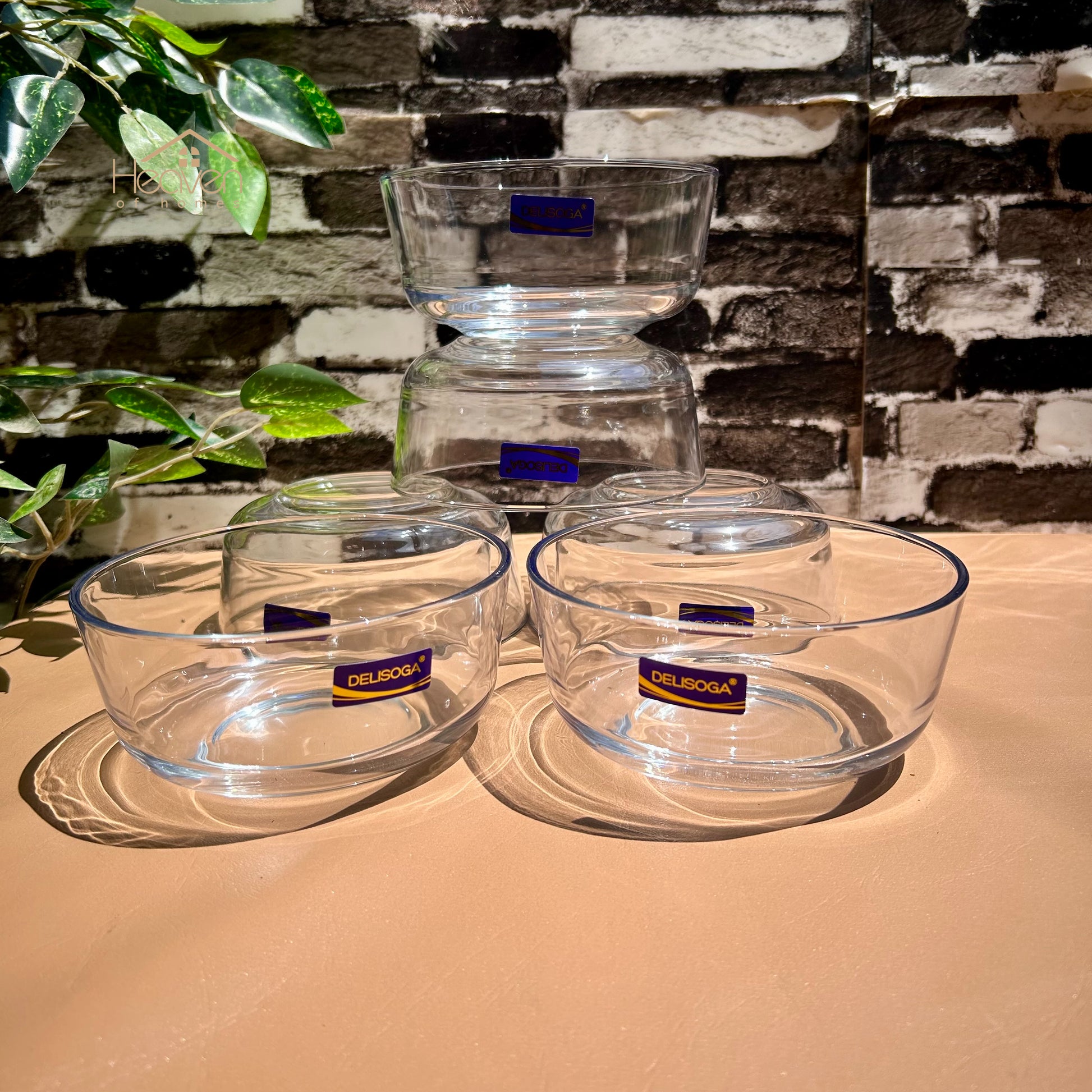 Delisoga® Set of 6 Clear Glass Soup Bowls - 5.5 Inch Transparent Design - Heaven of homes - Sale Pakistan
