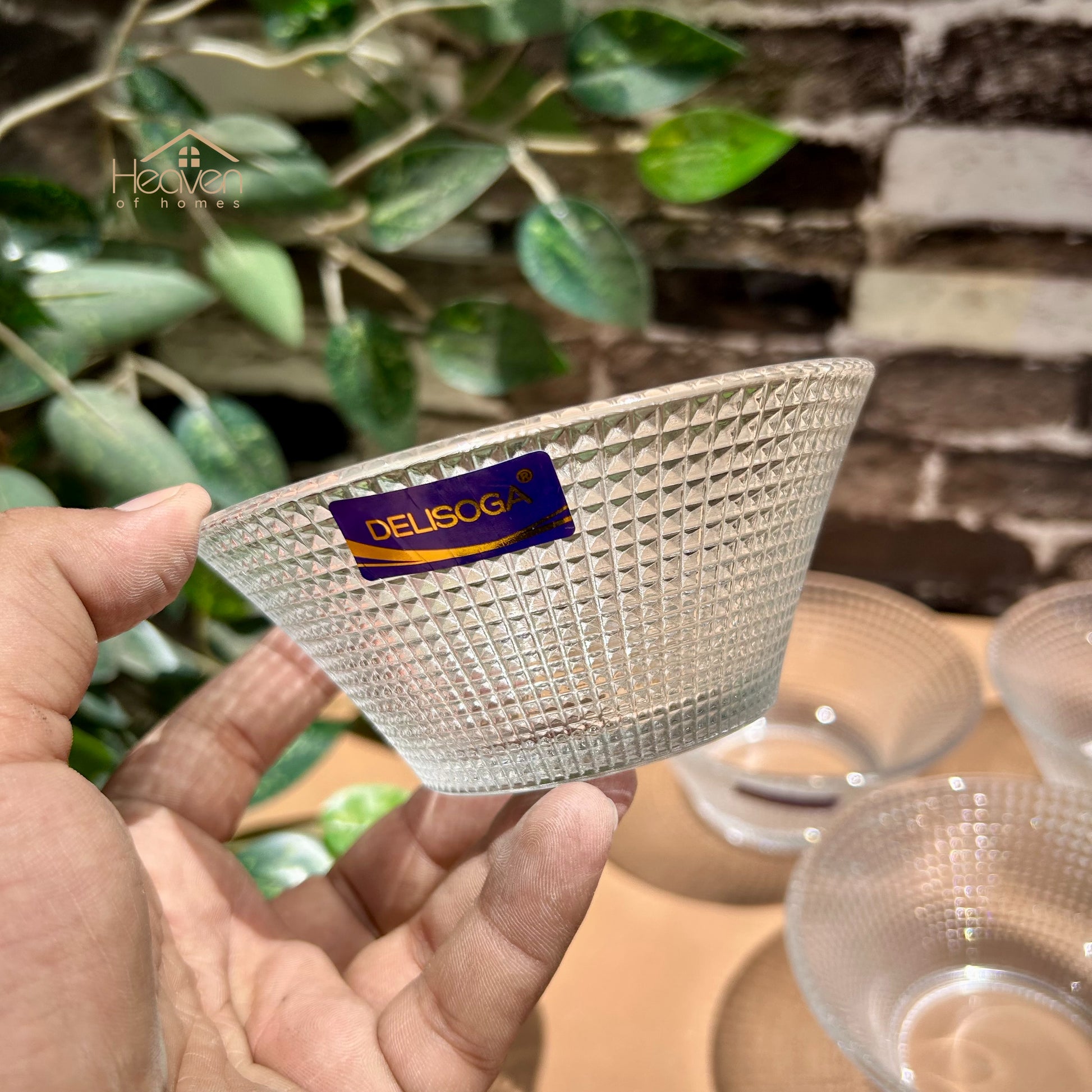 Delisoga® Set of 6 Fruit Bowls 4.5 Inches Clear Transparent Glass Dotted Design - Heaven of homes - Sale Pakistan