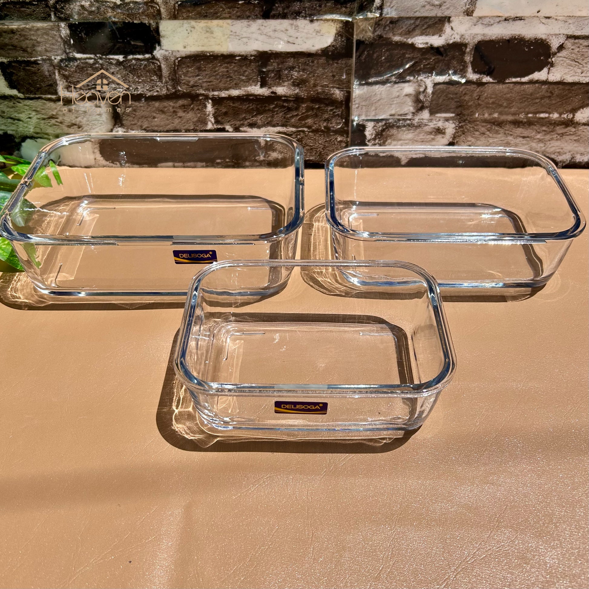 Delisoga® Glass Food Storage Containers – Set of 3 Stackable Trays & Bowls Microwave Safe Dishes - Heaven of homes - Sale Pakistan