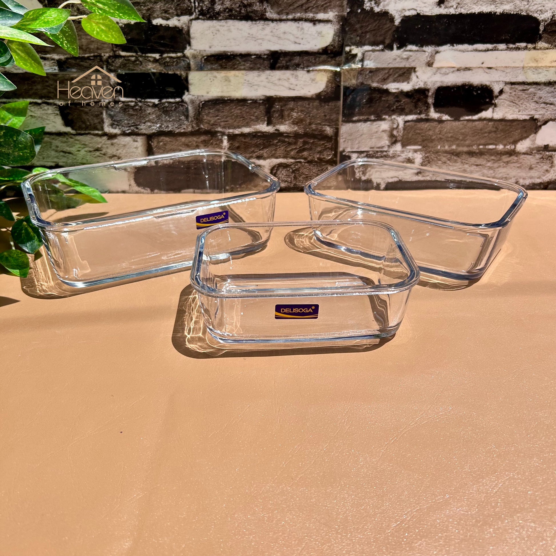 Delisoga® Glass Food Storage Containers – Set of 3 Stackable Trays & Bowls Microwave Safe Dishes - Heaven of homes - Sale Pakistan