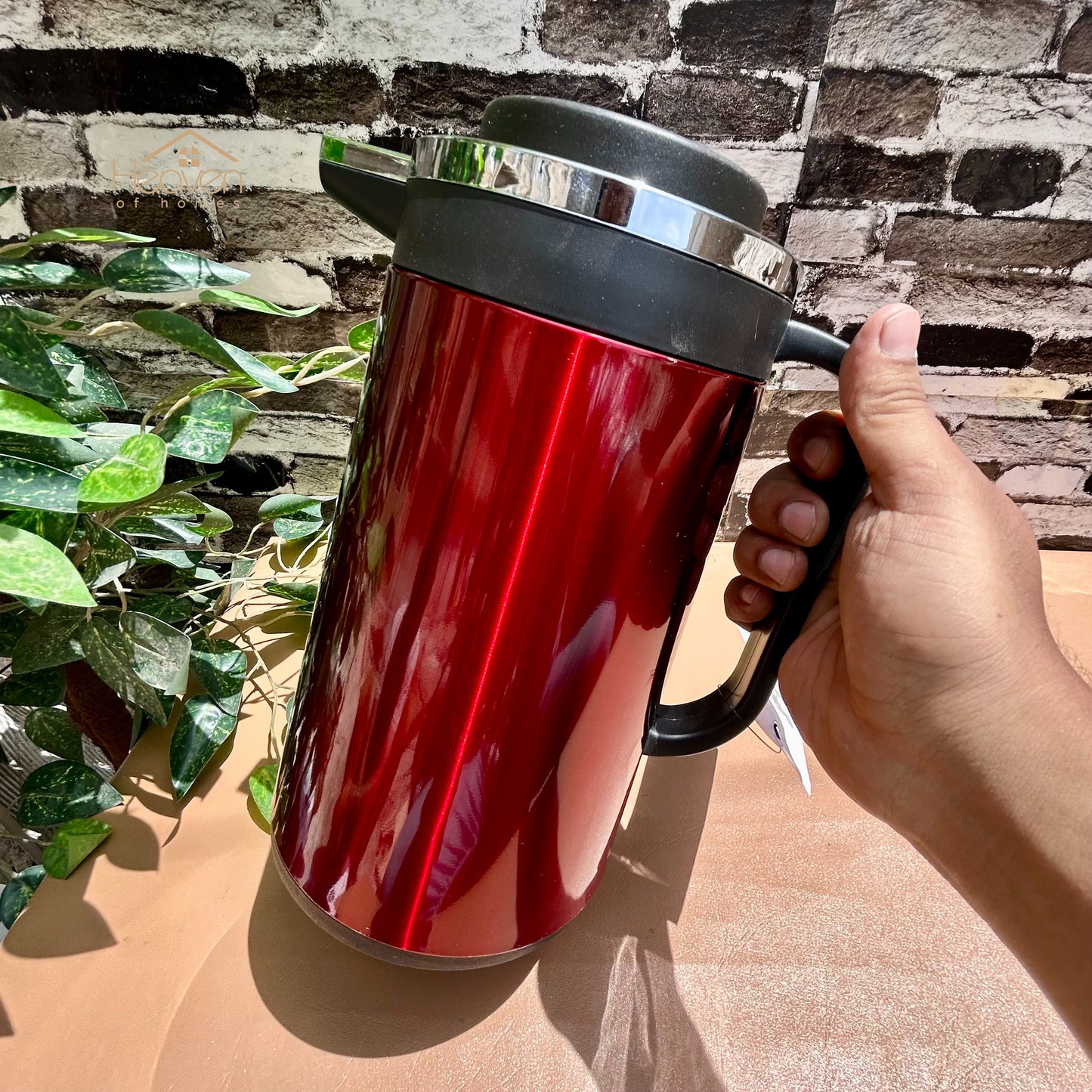 Heaven® Hot And Cool Vacuum Flask Thermos Pure Stainless Steel Body With Double Glass 1 Litre - Heaven of homes - Sale Pakistan