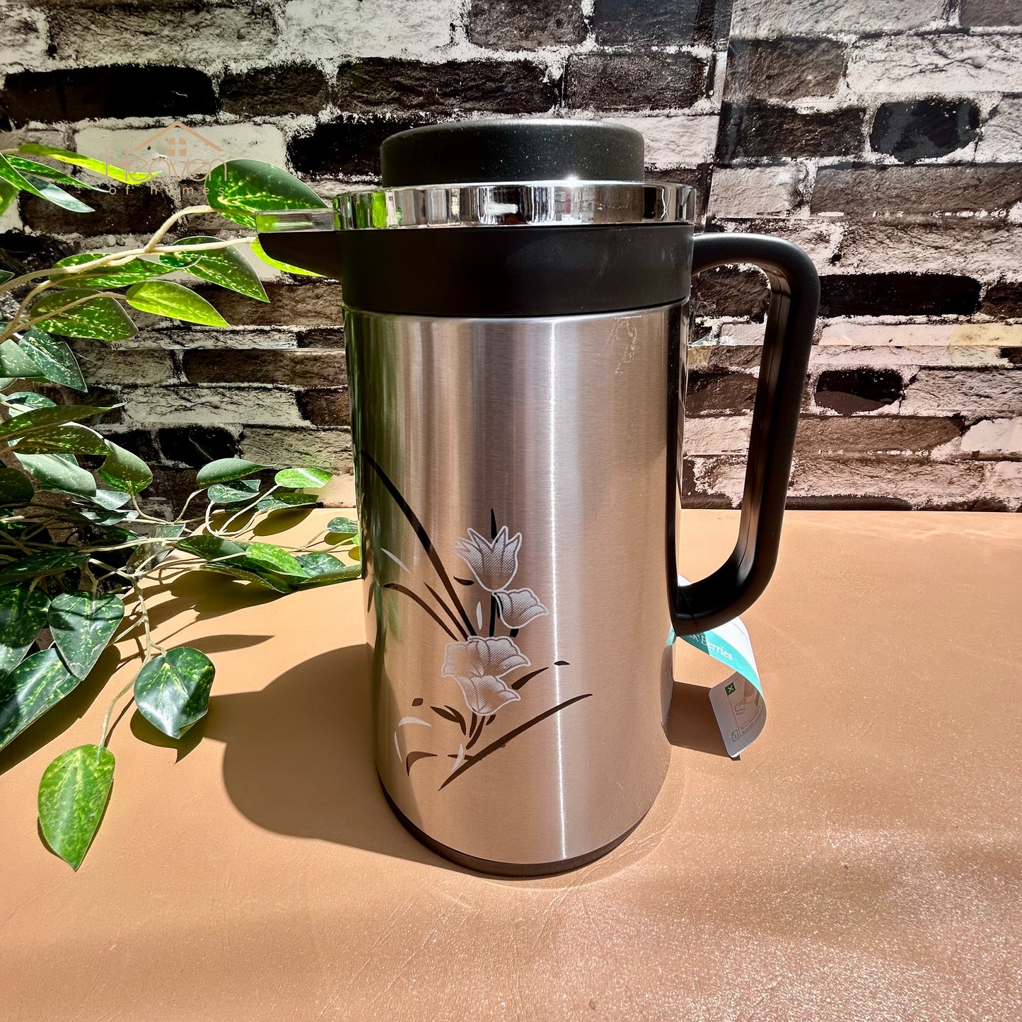 Heaven® Hot And Cool Vacuum Flask Thermos Pure Stainless Steel Body With Double Glass 1 Litre - Heaven of homes - Sale Pakistan