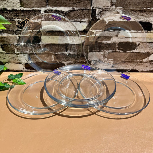 Delisoga® Set of 6 Flat Glass Rice Plates – 9 Inches, Microwave Safe, Durable & Elegant Dining Plates - Heaven of homes - Sale Pakistan