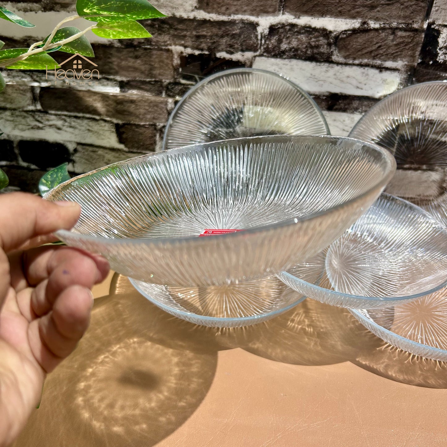 Heaven® Set of 6 Solo Curry Plates Plates For Soup Transparent Glass 6 Pieces 8 Inches Plates - Heaven of homes - Sale Pakistan