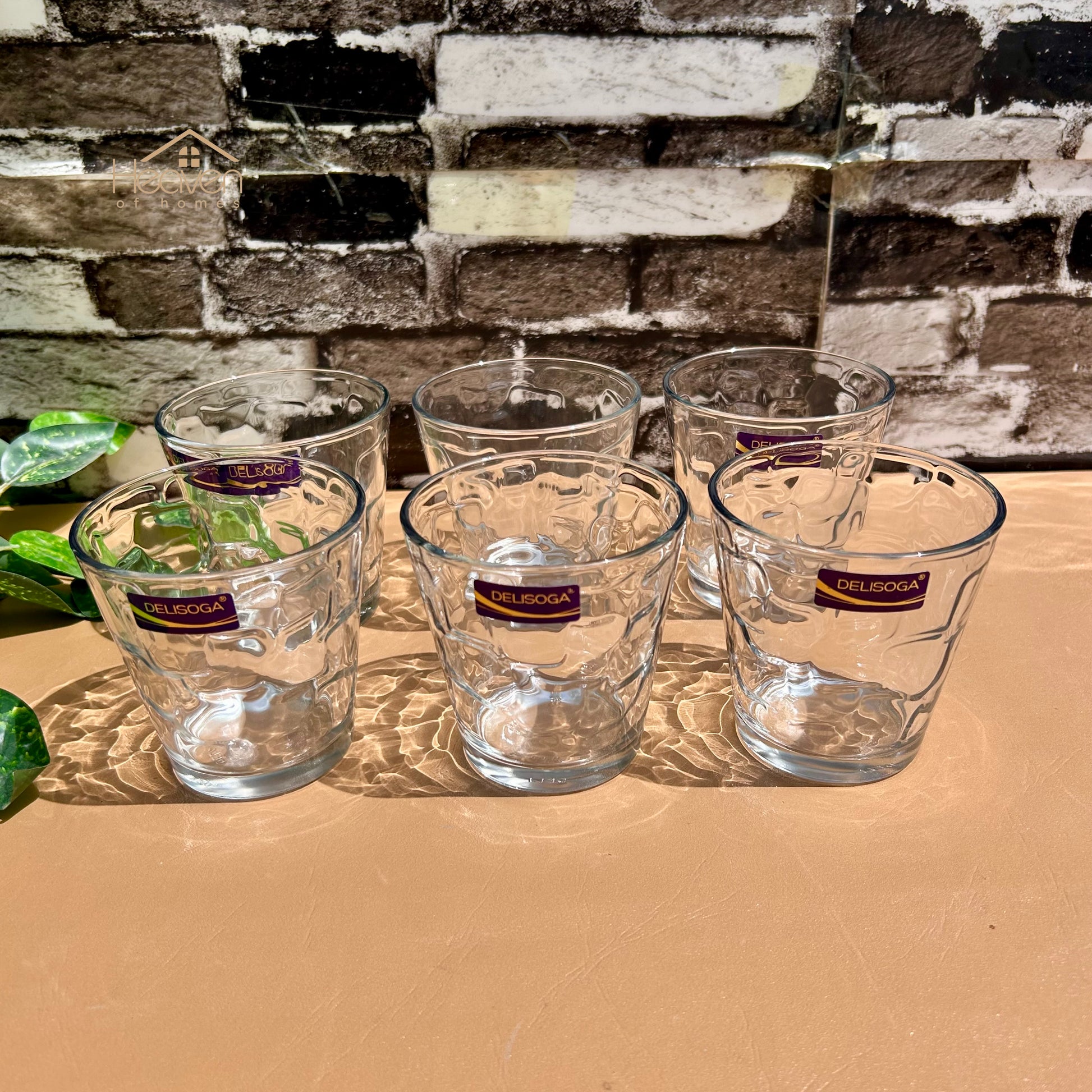 Delisoga® Drinking Glasses Set - 6-Piece Everyday Collection | Elegant 240 ml Ice Cube - Heaven of homes - Sale Pakistan