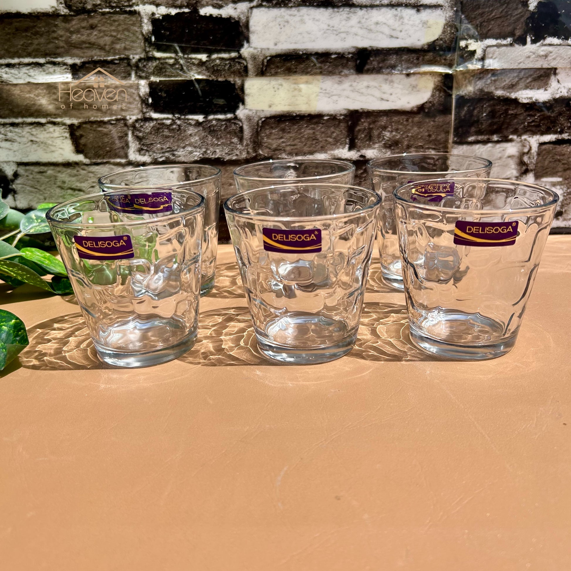 Delisoga® Drinking Glasses Set - 6-Piece Everyday Collection | Elegant 240 ml Ice Cube - Heaven of homes - Sale Pakistan