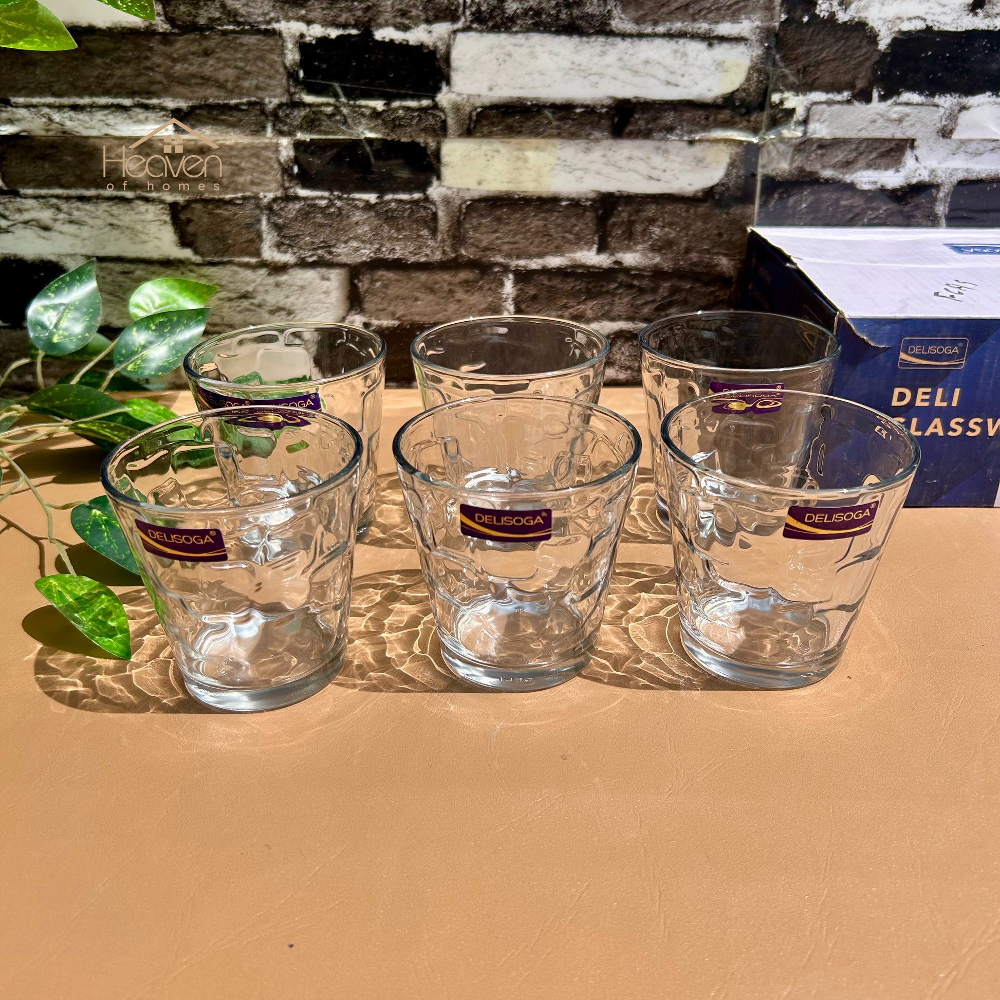 Delisoga® Drinking Glasses Set - 6-Piece Everyday Collection | Elegant 240 ml Ice Cube - Heaven of homes - Sale Pakistan