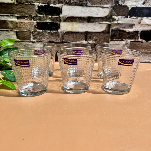 Delisoga® Drinking Glasses Set - 6-Piece Everyday Collection | Elegant 240 ml Dotted - Heaven of homes - Sale Pakistan