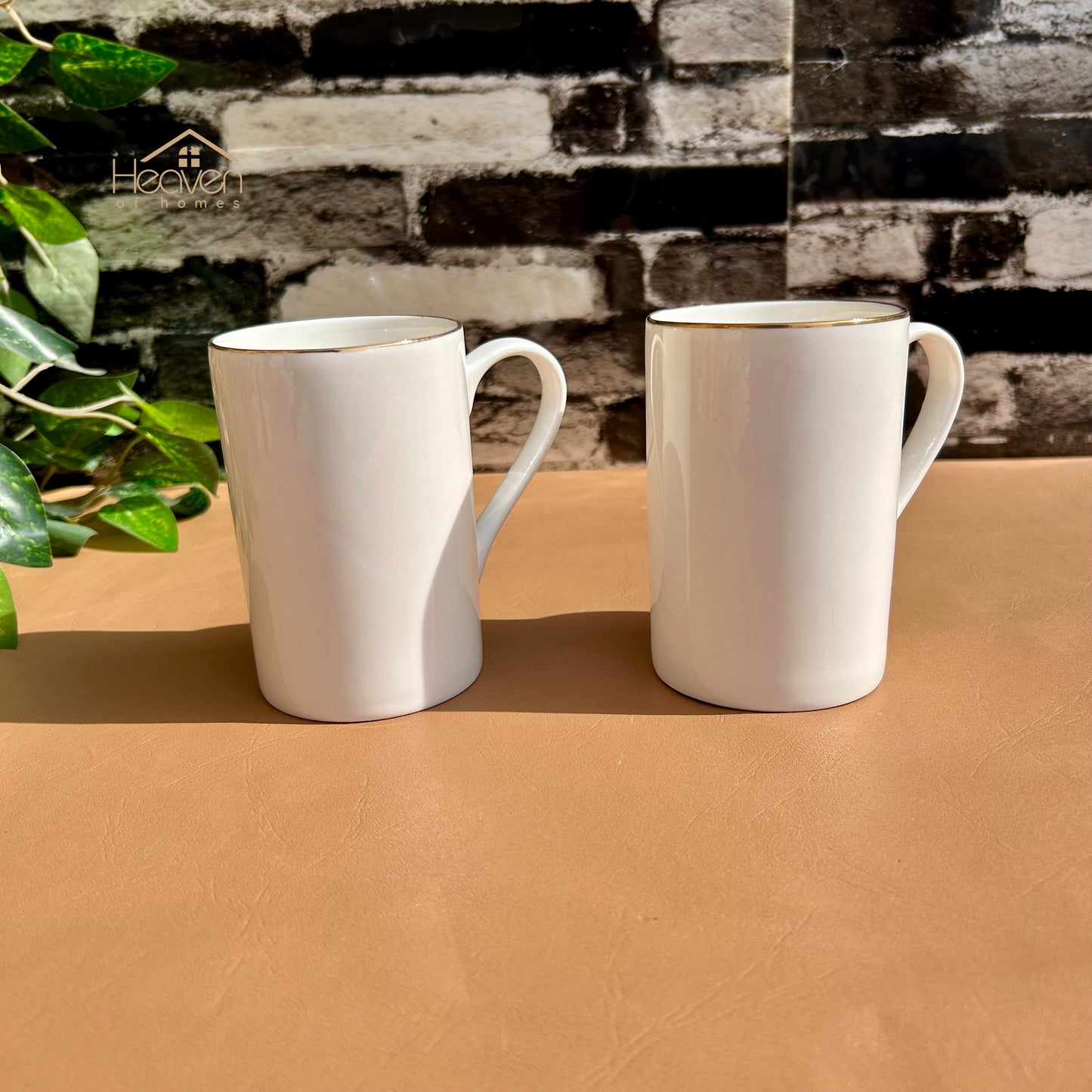 Heaven® Set of 6 Bone China Mugs with Gold Rim – Premium Elegant Tea & Coffee Mug Set #7 GGK