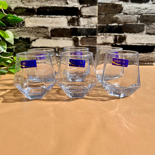 Delisoga® Set of 6 Ocean Blue Drinking Glasses – Transparent Clear Glassware for Everyday Use