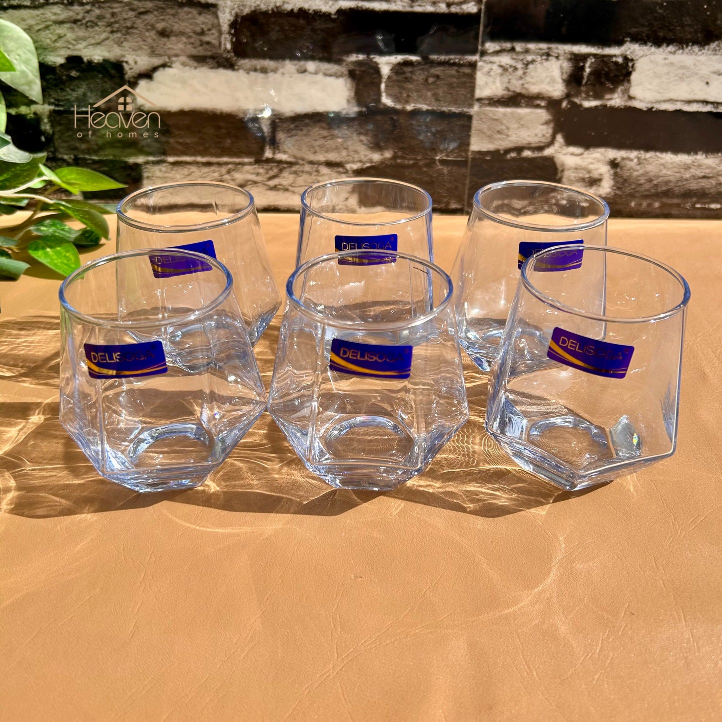 Delisoga® Set of 6 Ocean Blue Drinking Glasses – Transparent Clear Glassware for Everyday Use