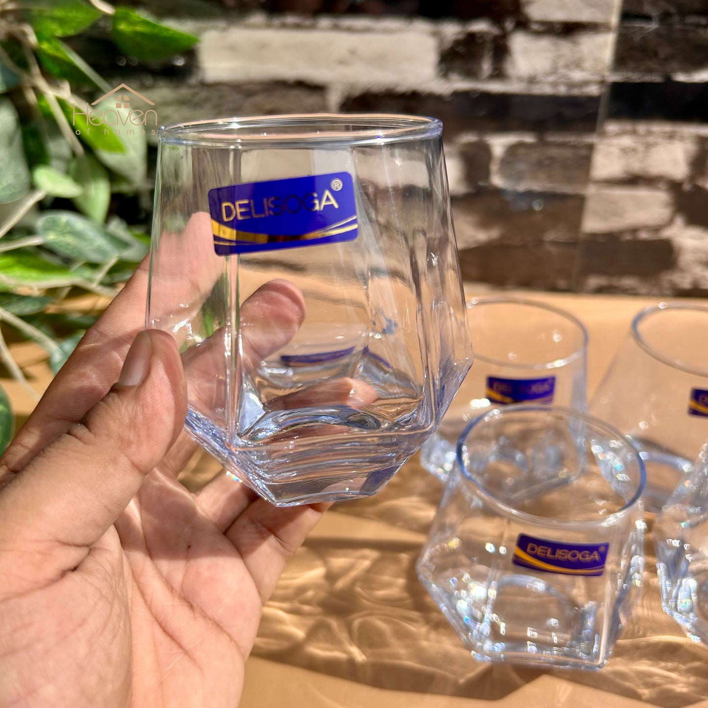 Delisoga® Set of 6 Ocean Blue Drinking Glasses – Transparent Clear Glassware for Everyday Use
