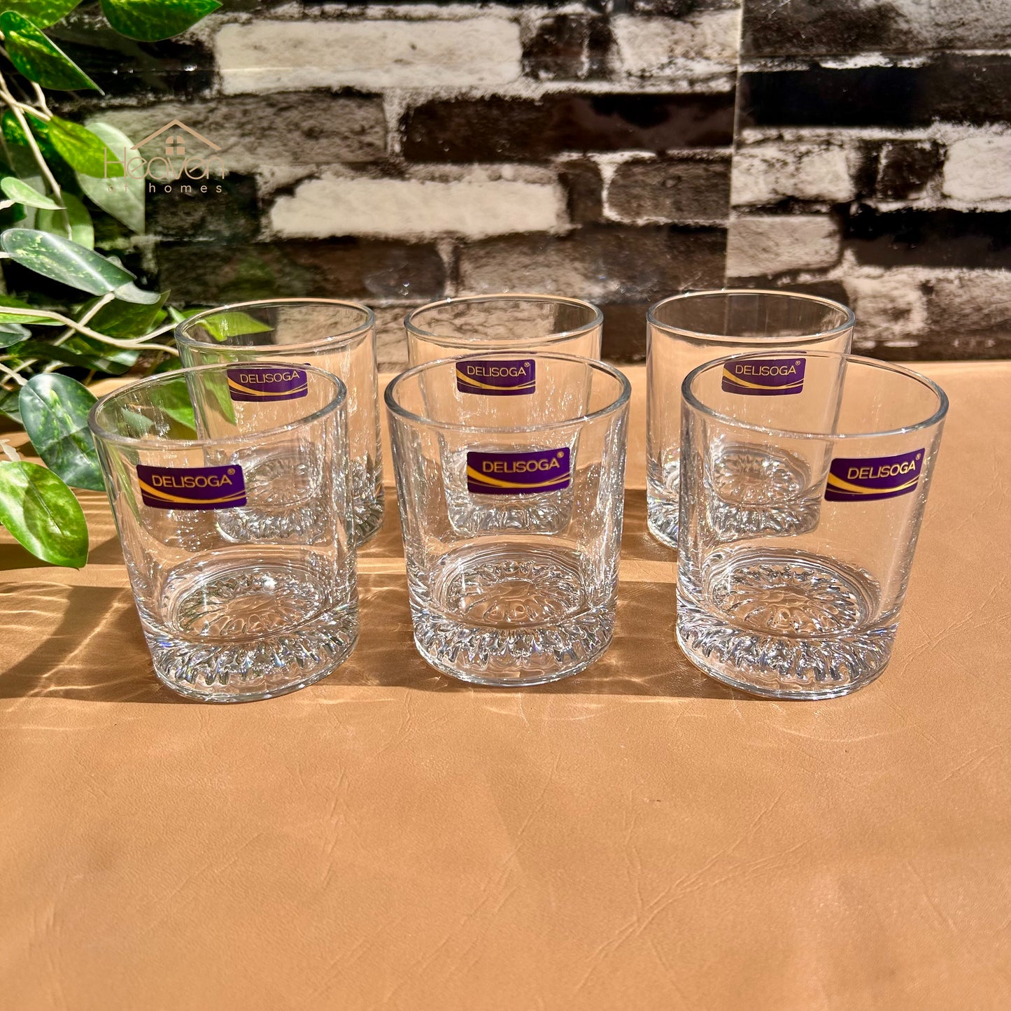 Delisoga® Set of 6 Transparent Drinking Glasses | 225ml Crystal Clear Everyday Glassware - Y75088