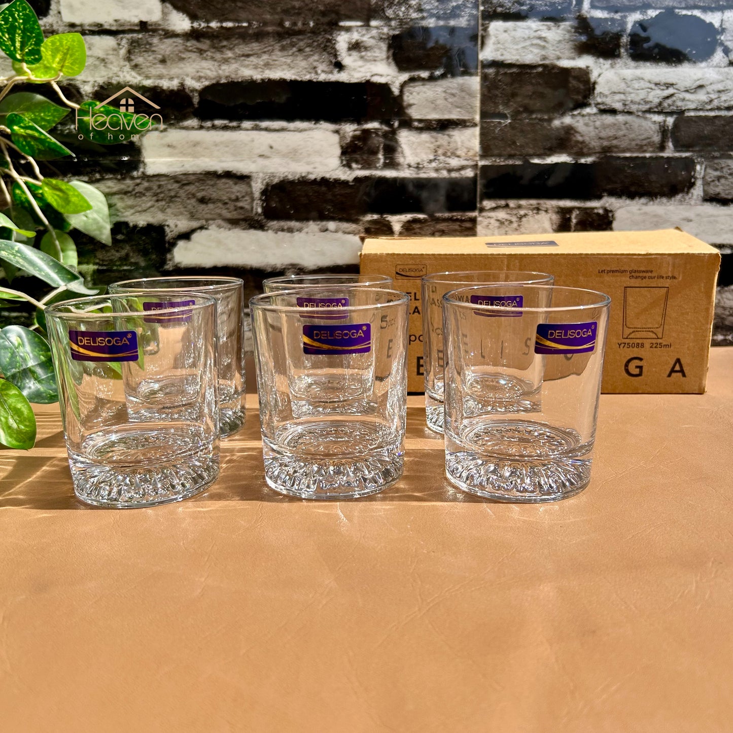 Delisoga® Set of 6 Transparent Drinking Glasses | 225ml Crystal Clear Everyday Glassware - Y75088