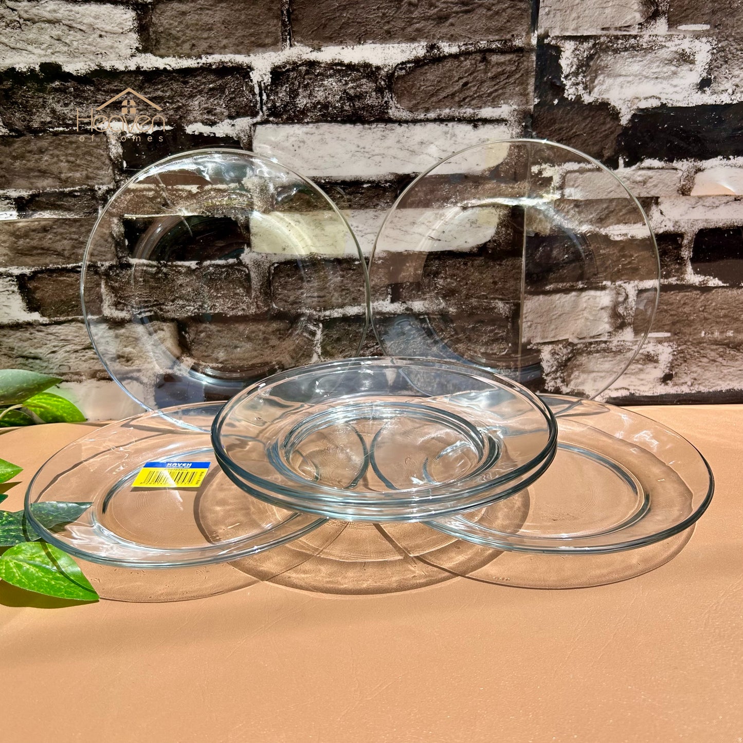 Heaven® Plain Quarter Plates For Desserts Transparent Glass 6 Pieces Biscuit Plates