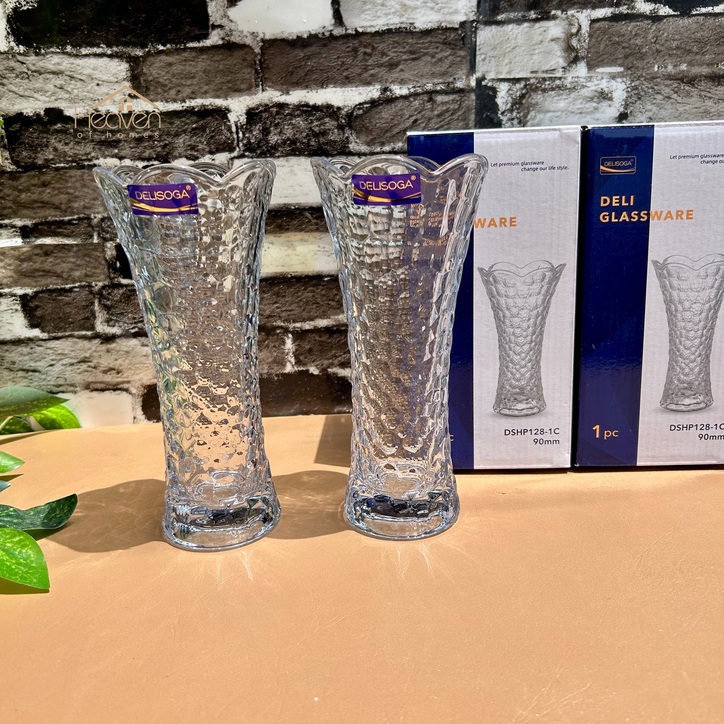 Delisoga® Set of 2 Glass Vases – Elegant Home Decor for Flowers & Arrangements - Heaven of homes - Sale Pakistan