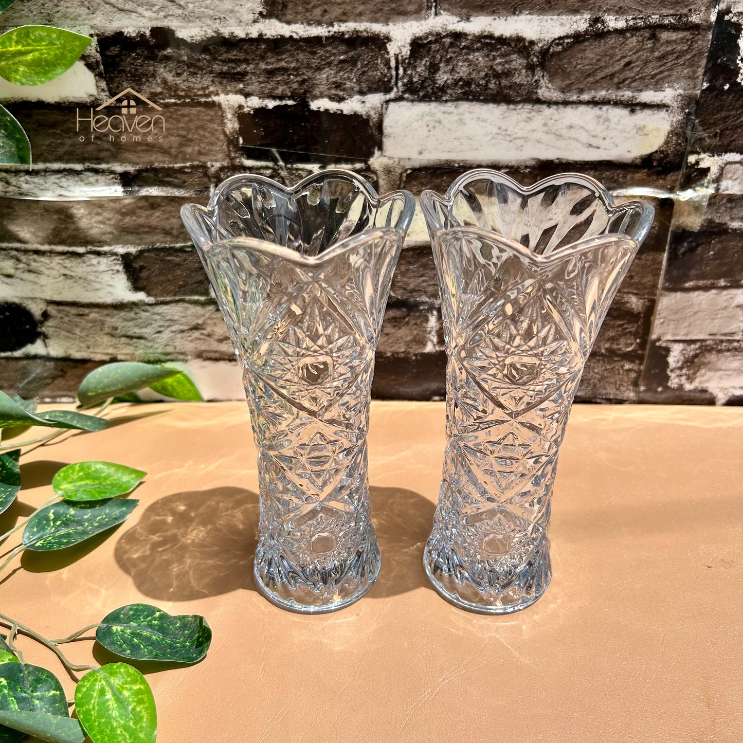 Delisoga® Set of 2 Glass Vases – Elegant Home Decor for Flowers & Arrangements - Heaven of homes - Sale Pakistan